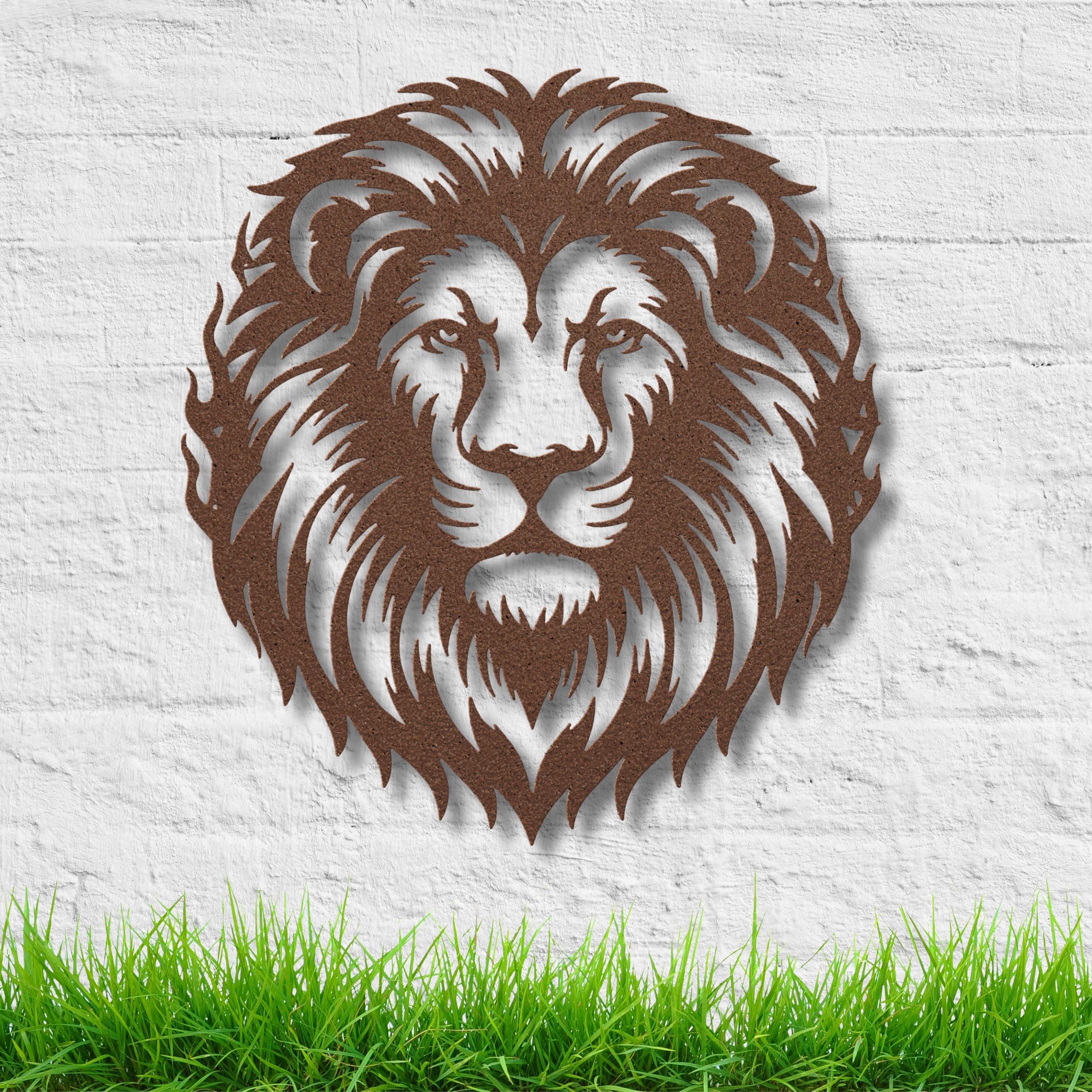 Metal Lion Head Wall Art, Geometric Safari Animal Decor, Roaring King of Jungle Sign, Majestic Wildlife Metal Art