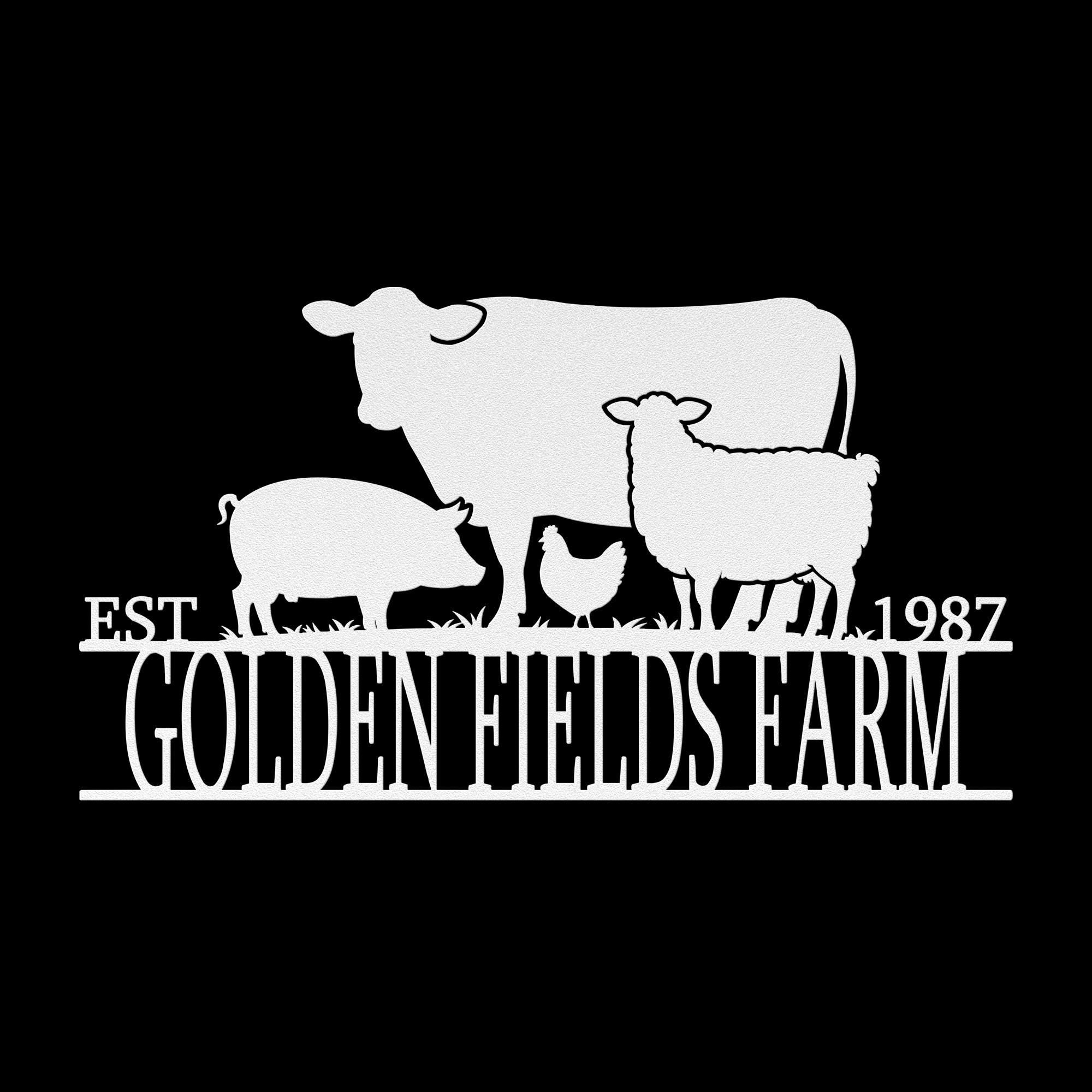 Custom Metal Farm Sign: Ranch Name, Livestock Silhouette, Outdoor Decor