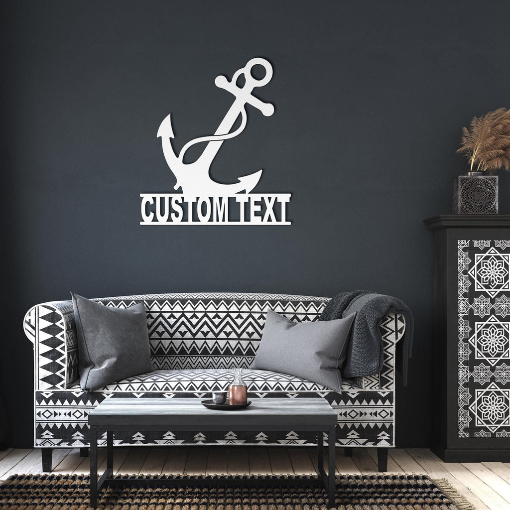 Custom Metal Anchor Sign, Nautical Coastal Decor