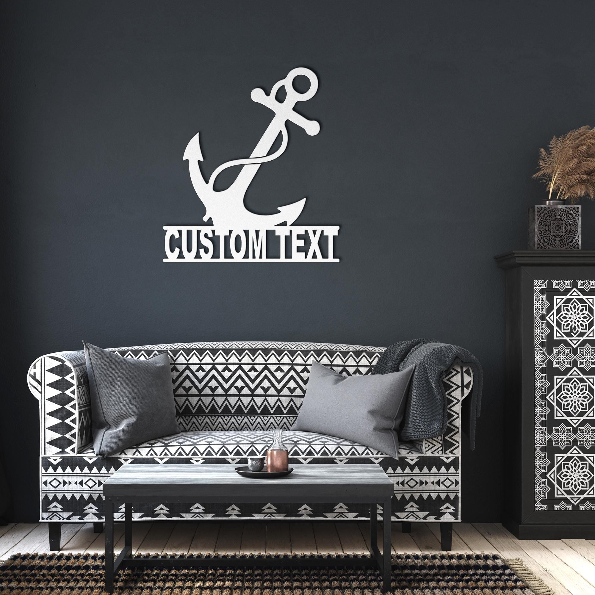 Custom Metal Anchor Sign, Nautical Coastal Decor