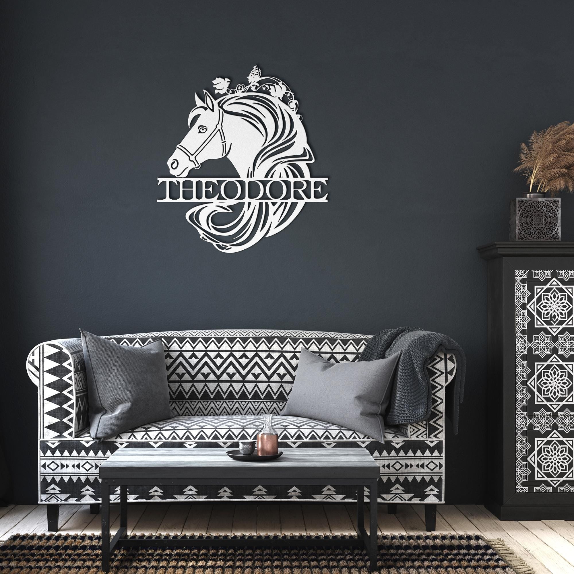Personalized Horse Head Metal Sign, Equestrian Name Plaque