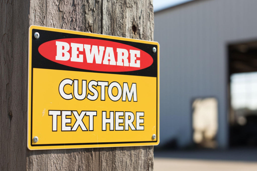 Custom Warning Sign - Personalized Text & Color - High Visibility Metal Hazard/Safety Plaque
