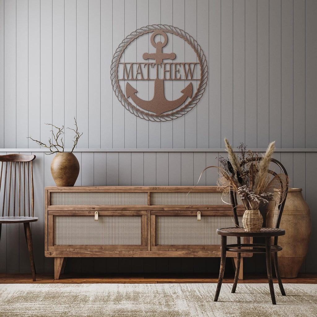 Custom Metal Anchor Sign, Nautical Coastal Decor
