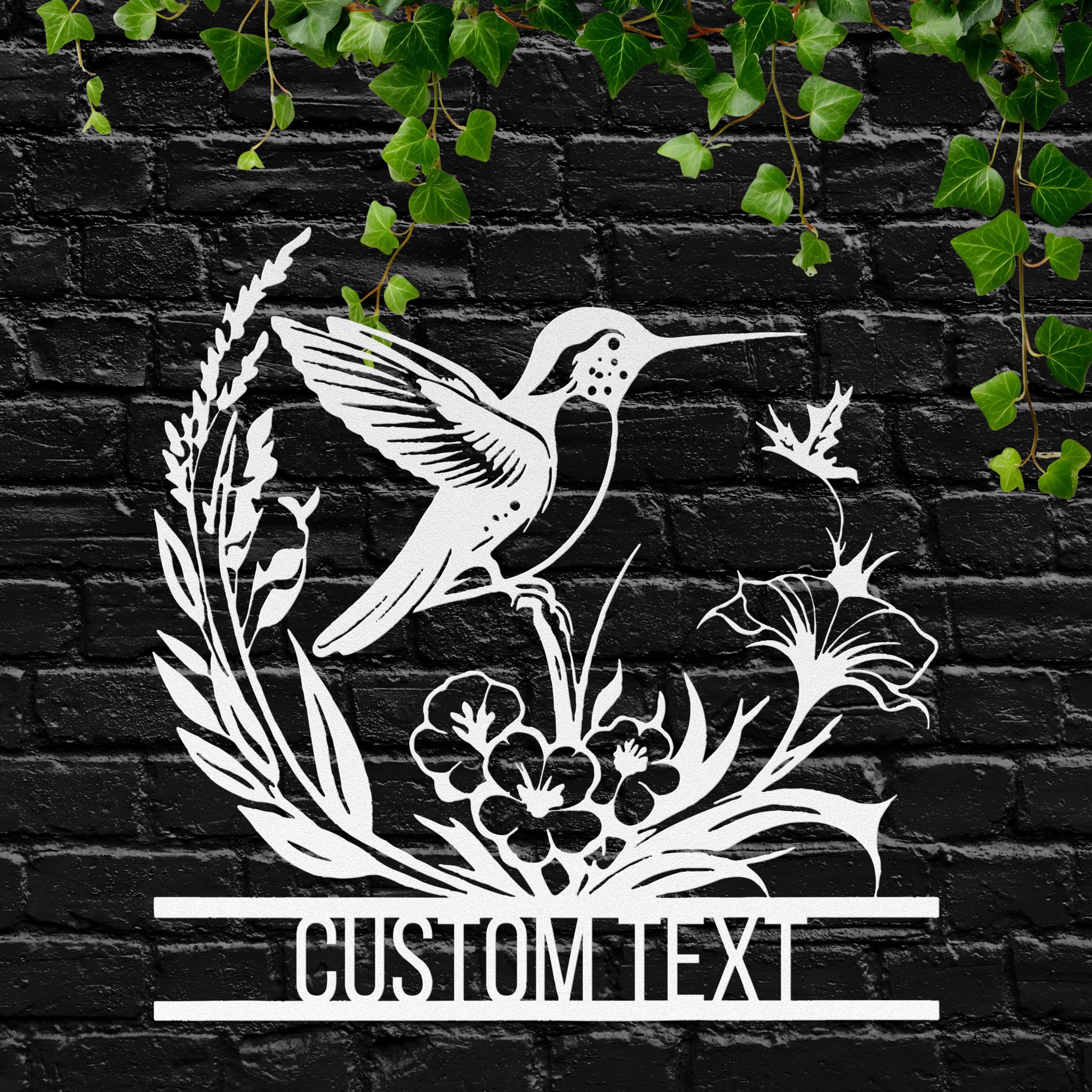 Personalized Hummingbird Metal Sign, Custom Garden Decor