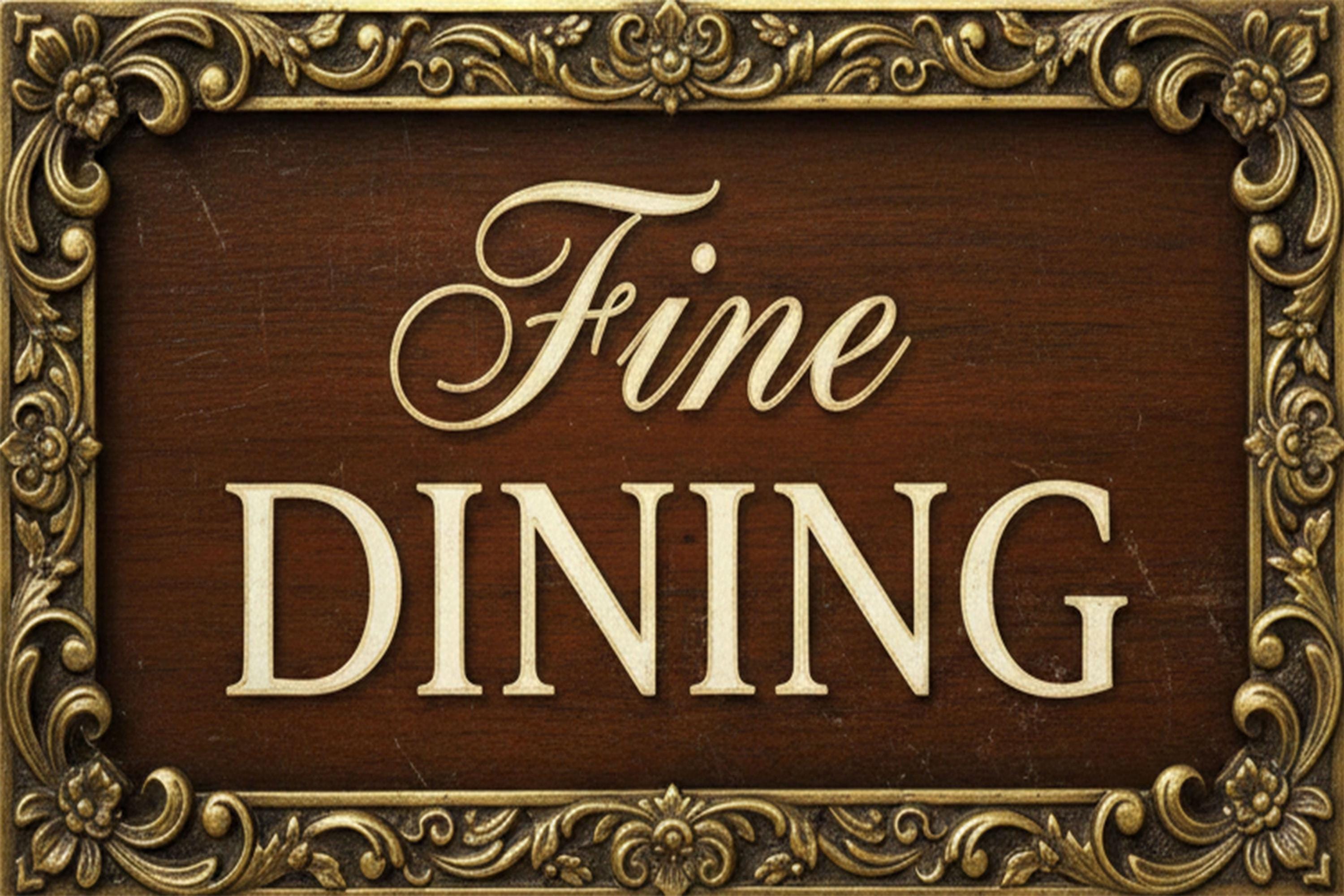 Fine Dining Metal Sign, Vintage Restaurant Decor, Elegant Kitchen Wall Art, Antique Food Plaque, Formal Dining Room Signage
