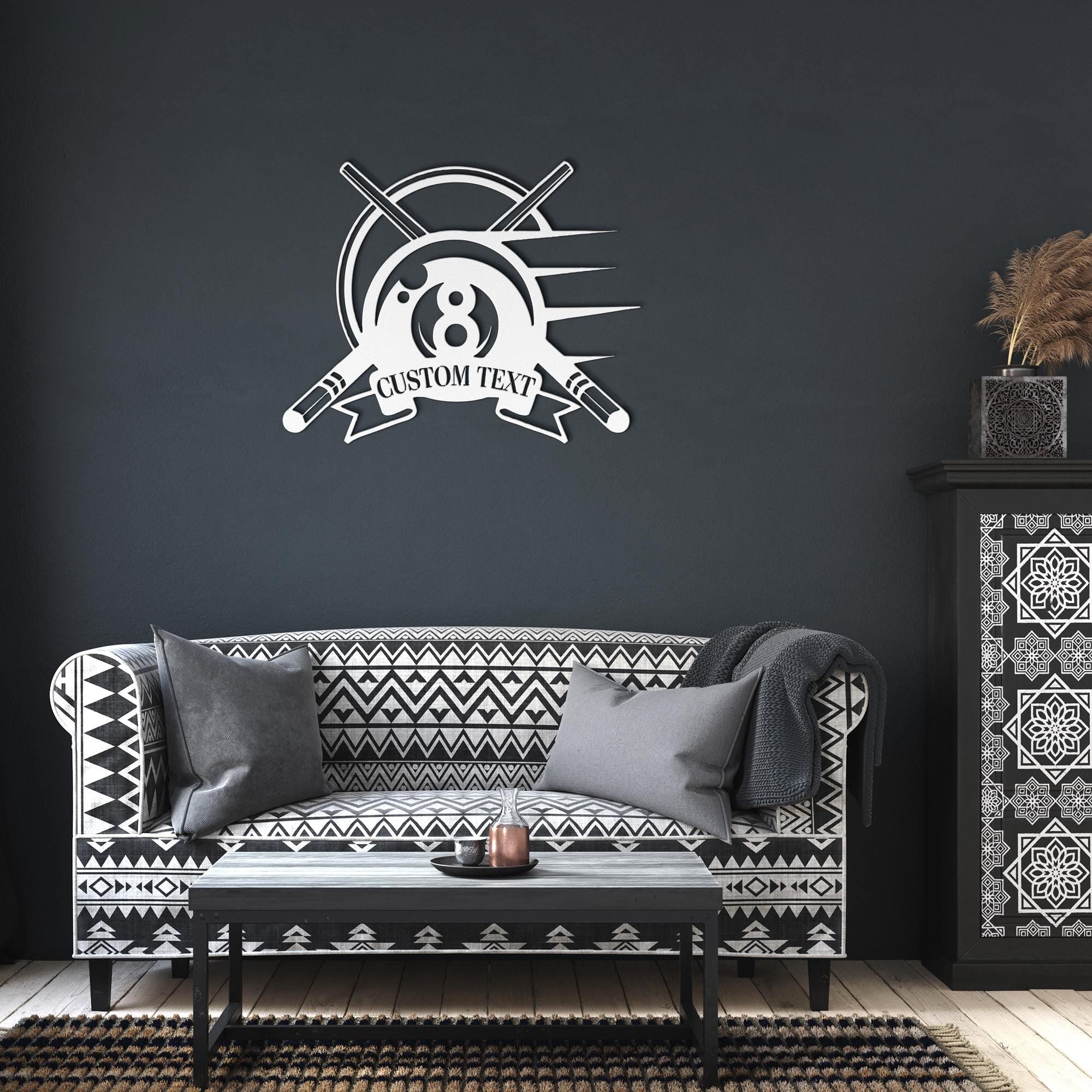 Personalized 8 Ball Metal Sign, Custom Pool Hall Decor