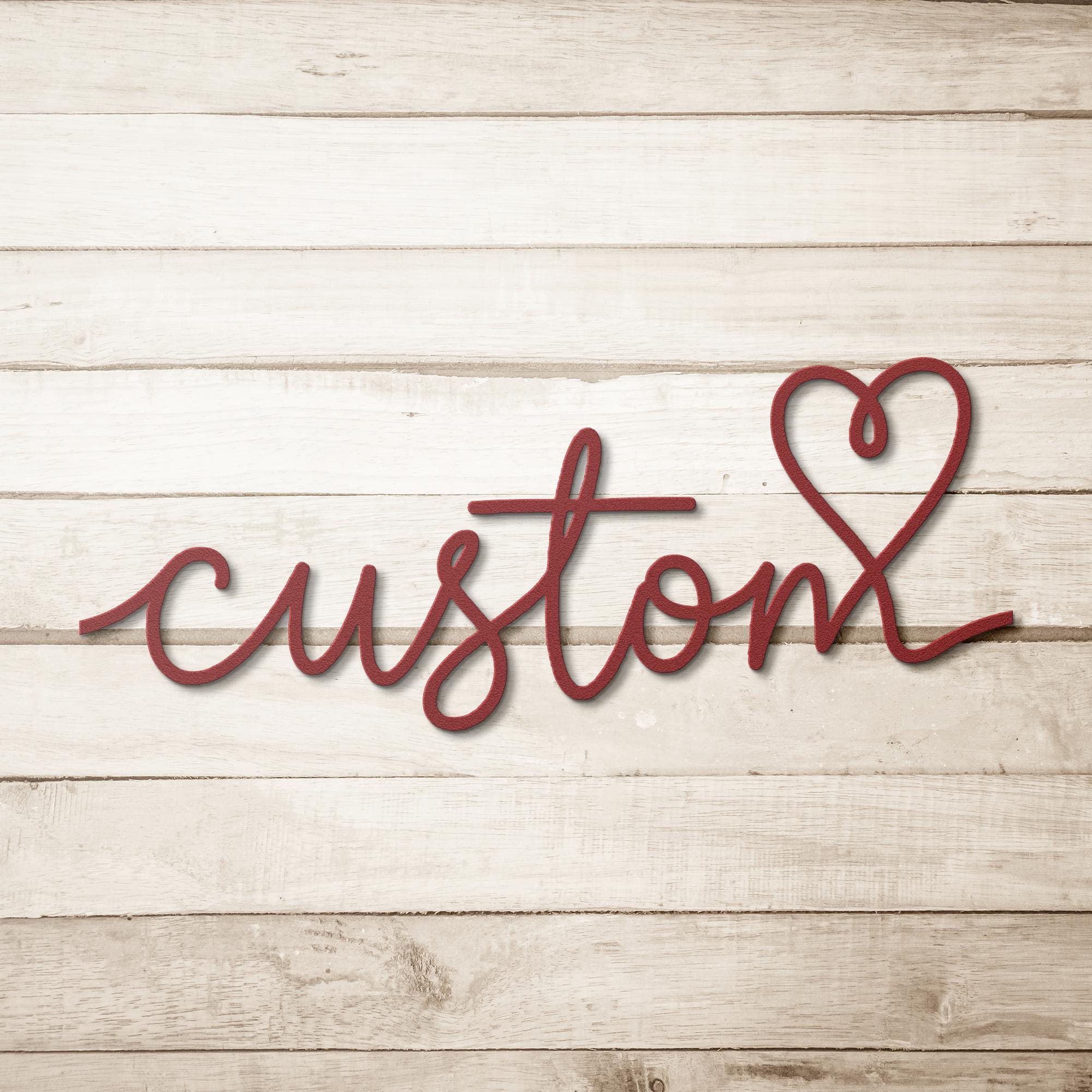 Custom Script Word Metal Sign | Personalized Die Cut Art, Family Name or Word Wall Decor