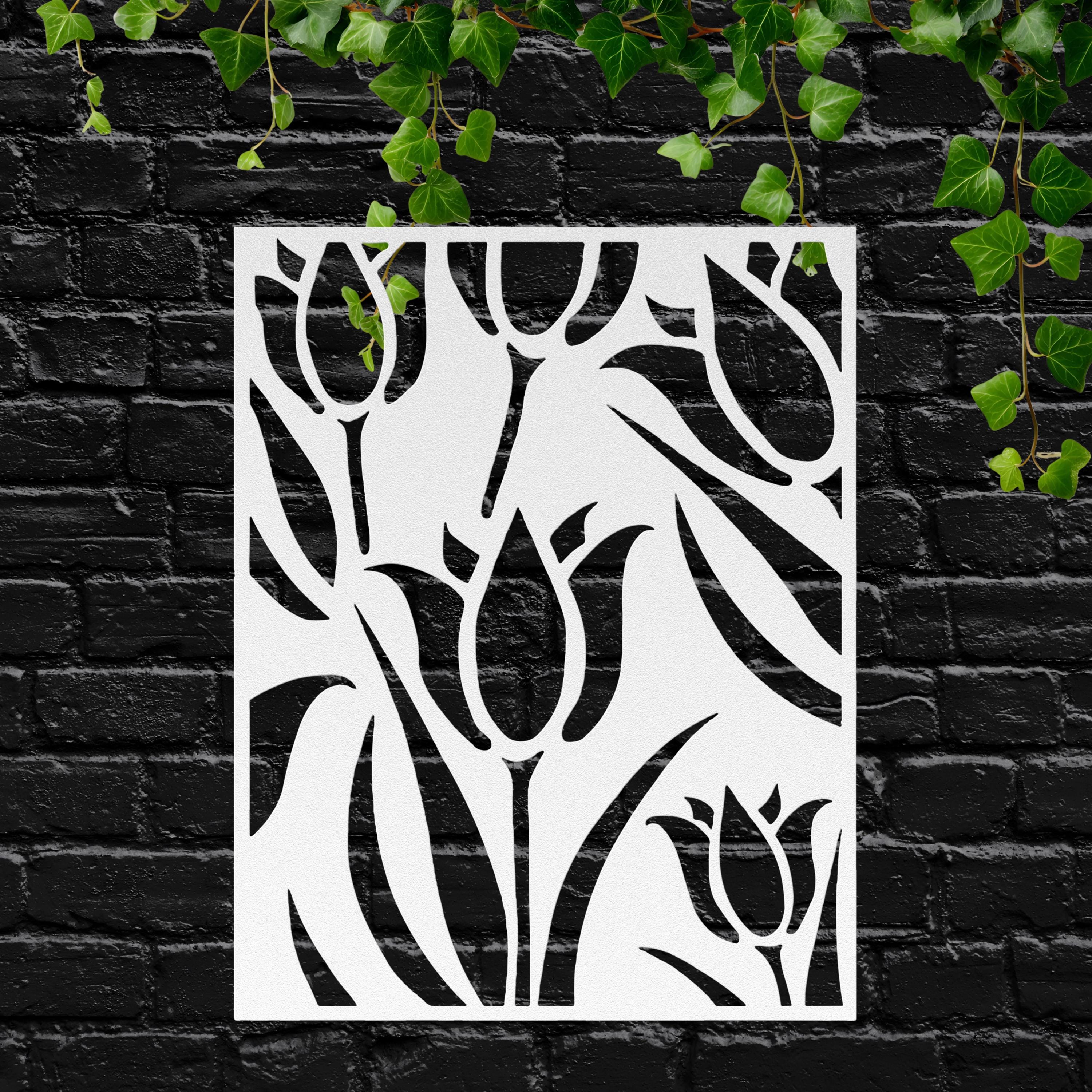Modern Tulip Metal Sign | Floral Die-Cut Wall Art | Vertical Panel Screen | Nature Inspired Decor | Elegant Botanical Laser Cut