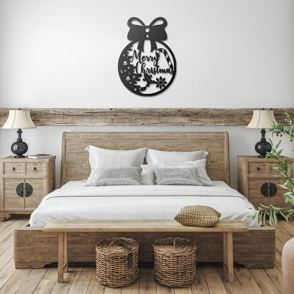 Merry Christmas Ornament Metal Sign, Gingerbread Man, Candy Cane Wall Art