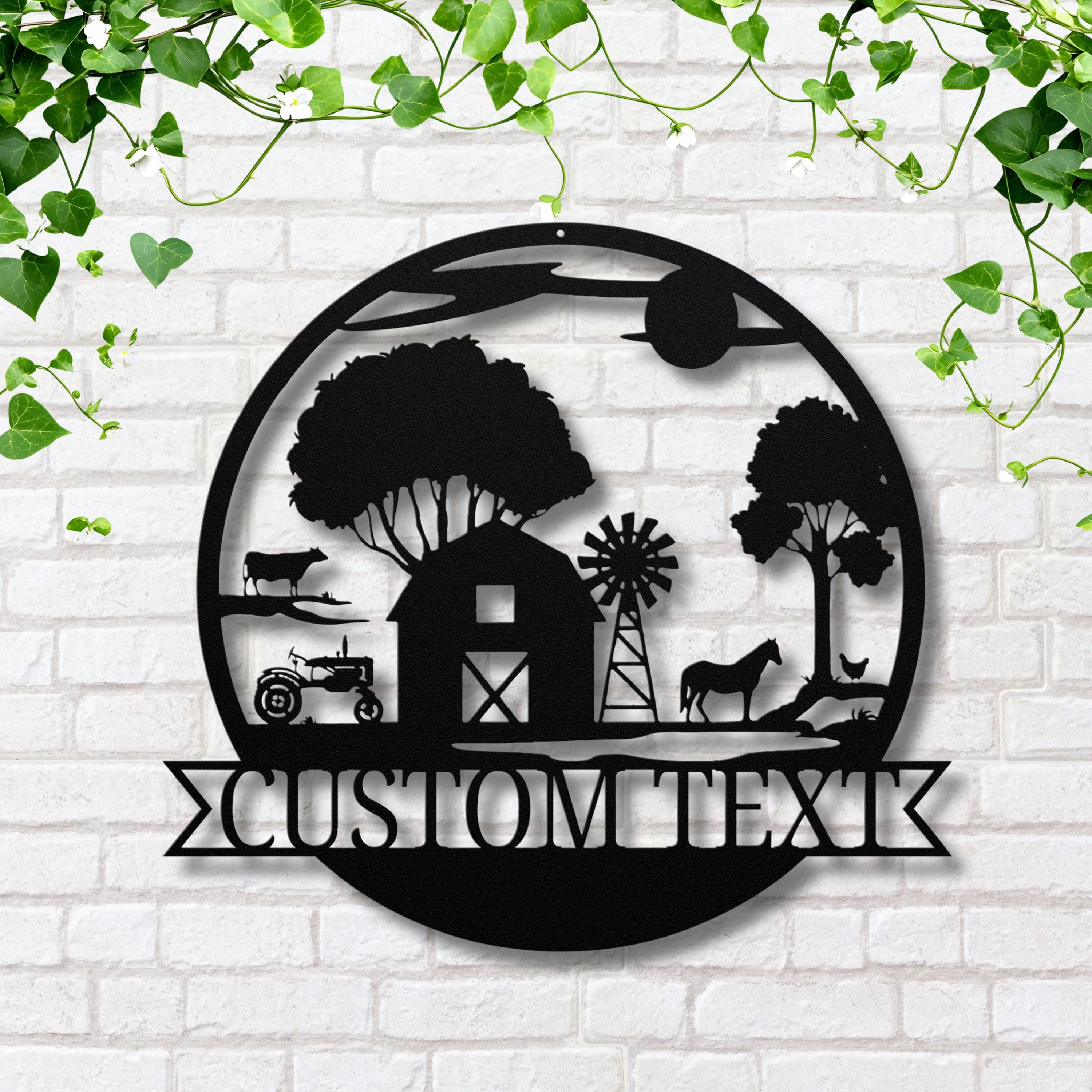 Custom Farm Metal Sign | Personalized Barn & Tractor Monogram Art | Farmhouse Wall Decor | Ranch Name Sign