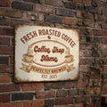 Custom Coffee Shop Sign, Personalized Metal Plaque, Fresh Roasted Coffee Decor, Perfectly Brewed Cafe Art, Est. Date Barista Gift Idea