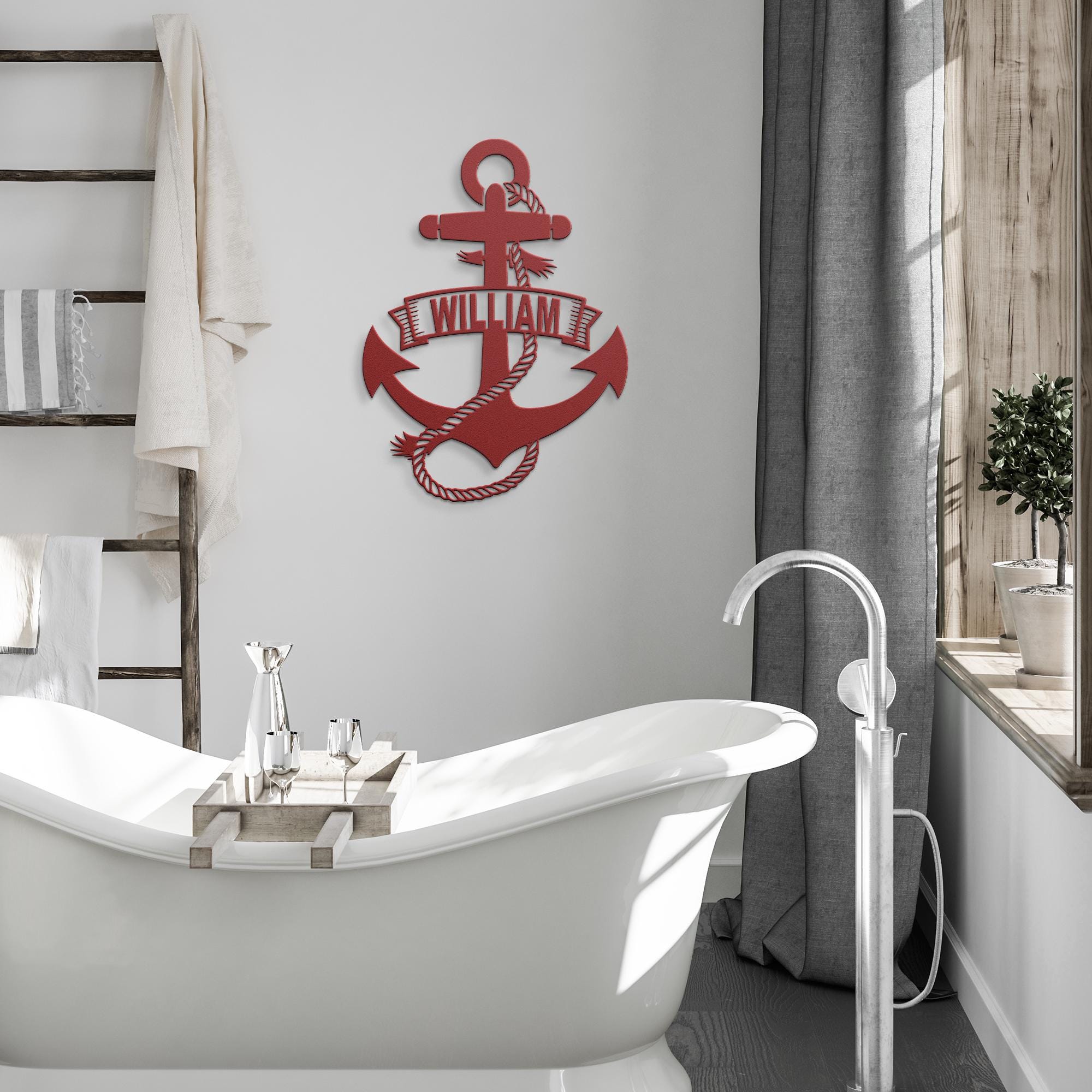 Personalized Anchor Metal Sign: Custom Nautical Wall Art