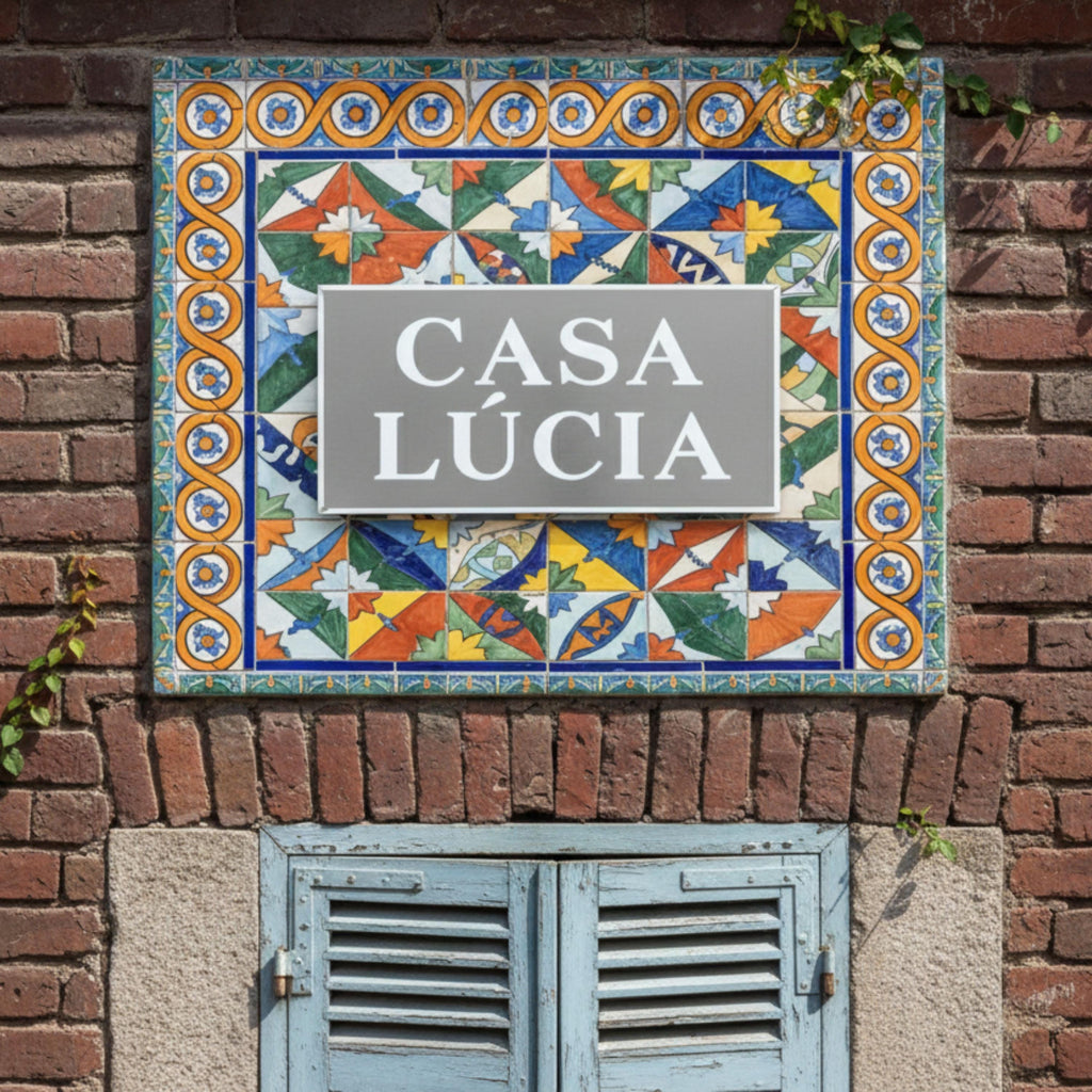 Personalized Metal Sign | Custom Outdoor Sign with Spanish Tile Art & Colorful Home Decor