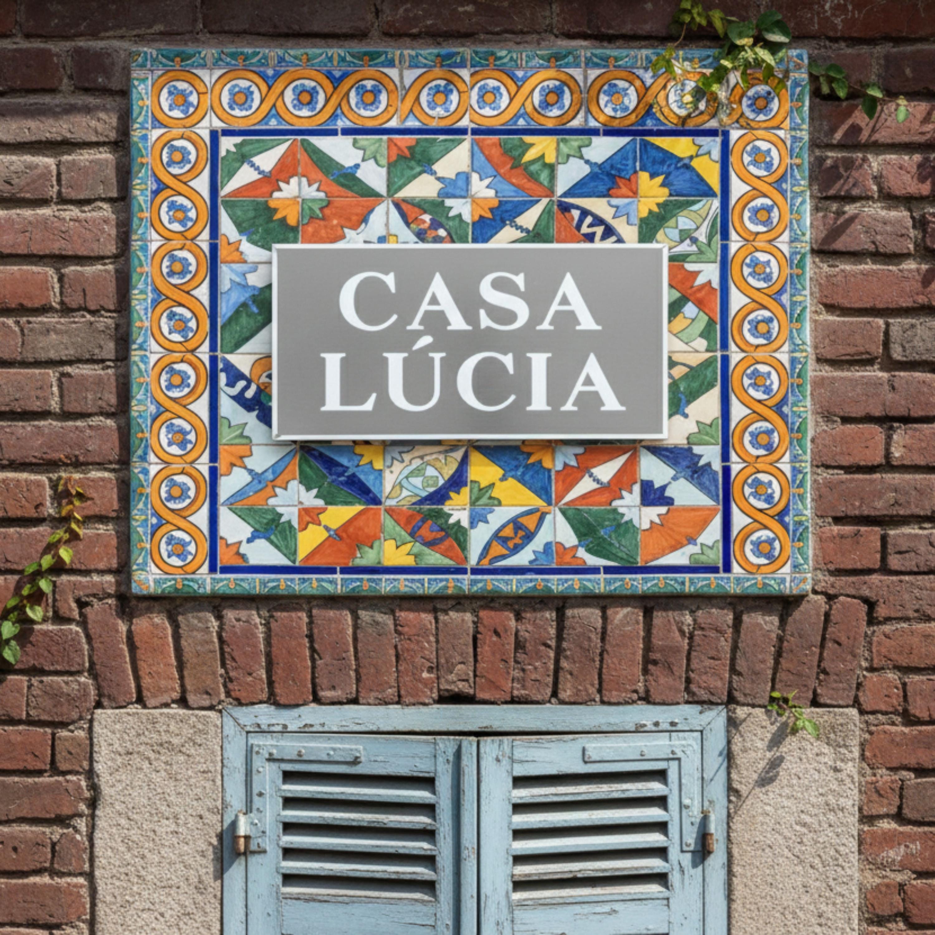 Personalized Metal Sign | Custom Outdoor Sign with Spanish Tile Art & Colorful Home Decor