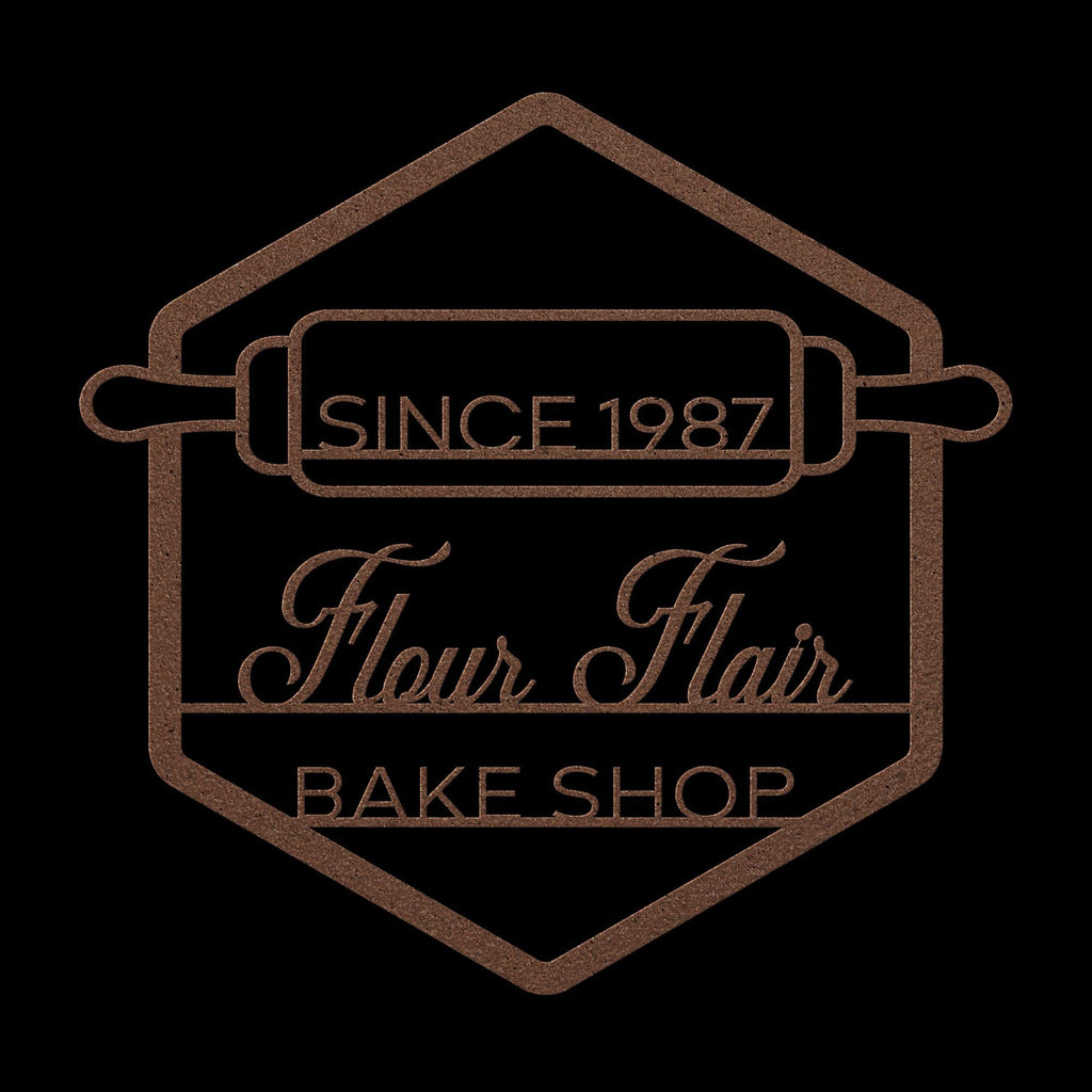 Custom Metal Bakery Logo Sign - Rolling Pin Design