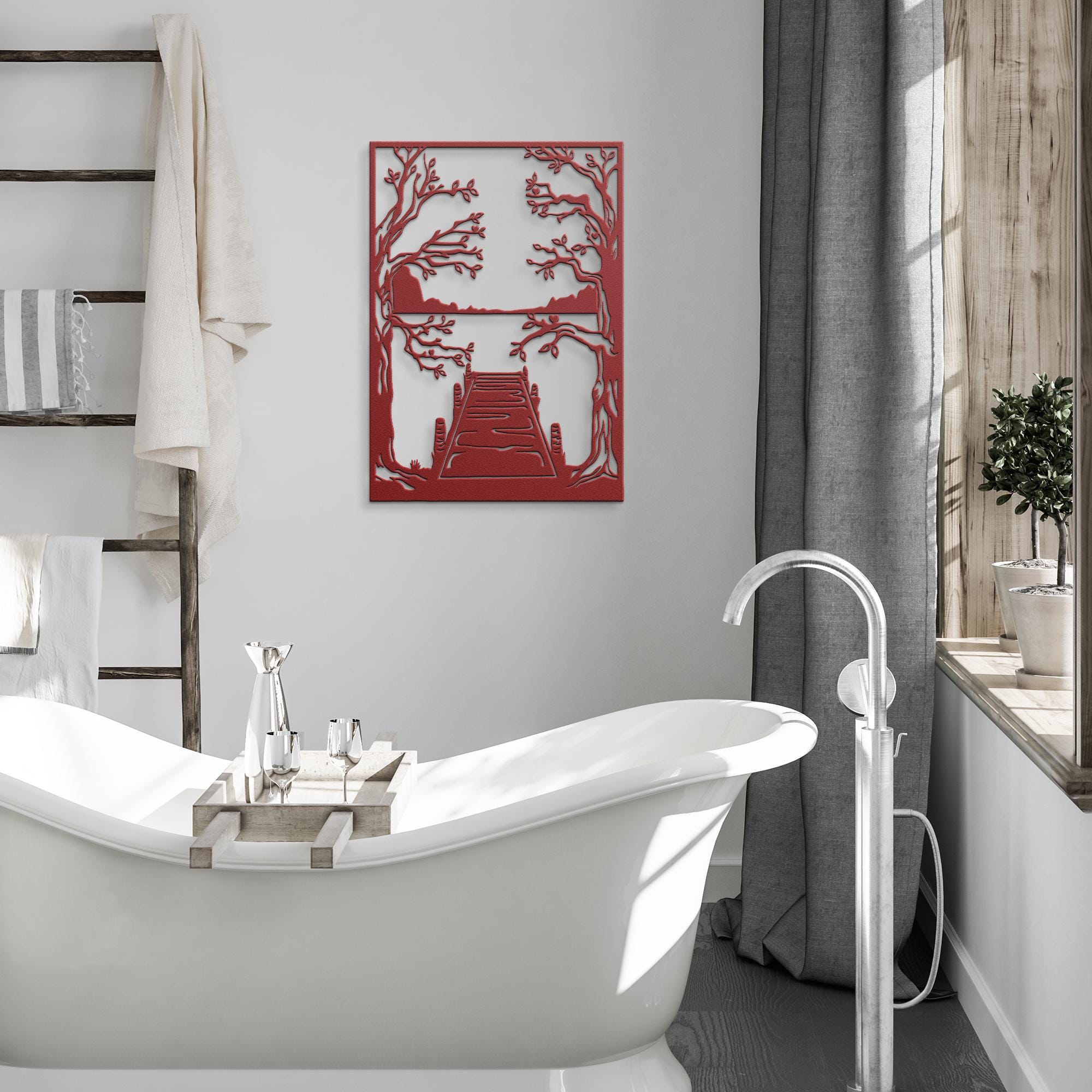 Lake House Metal Wall Art, Mountain Dock Sign, Nature Landscape Decor, Cabin Wall Art