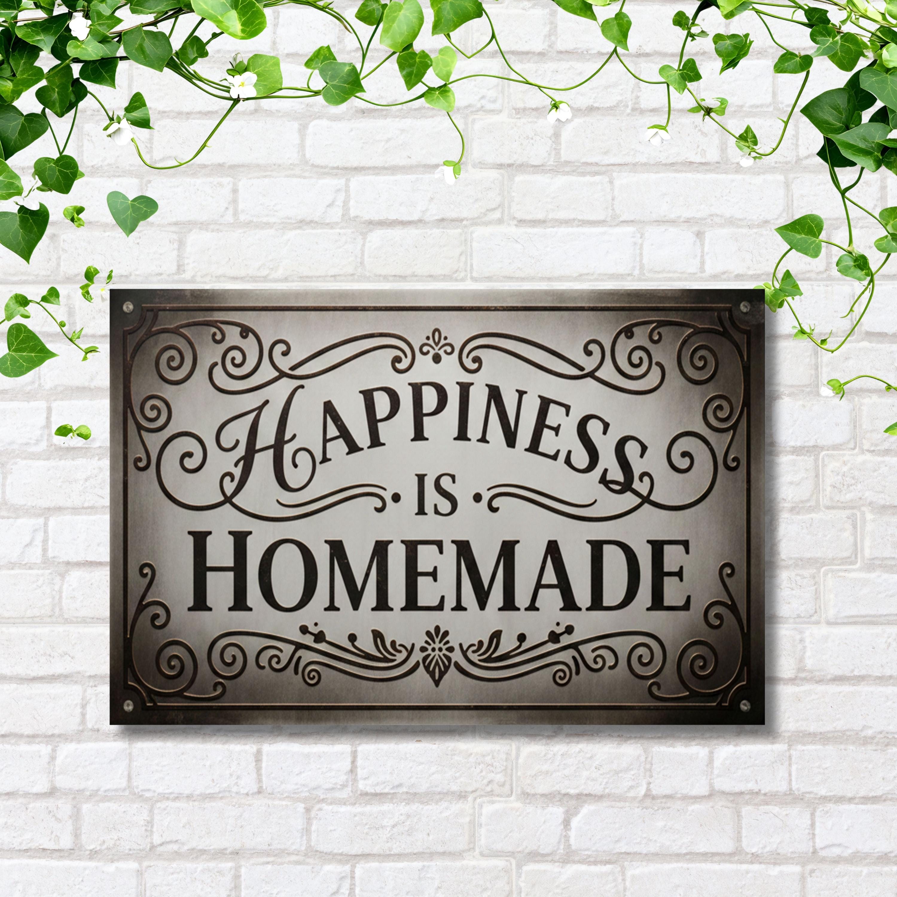 Happiness is Homemade Metal Sign, Kitchen Wall Art, Vintage Home Decor, Pantry Plaque