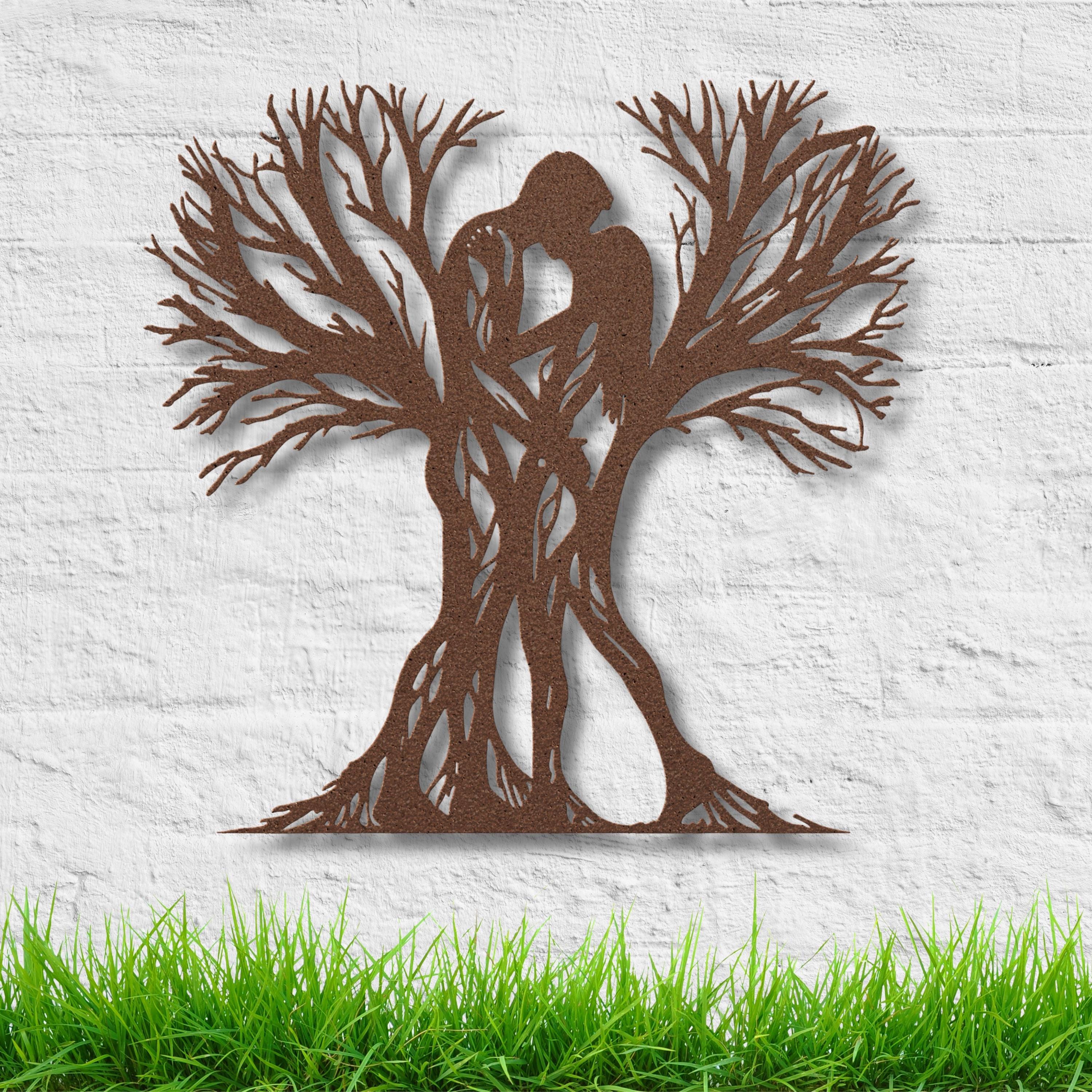 Tree of Love Metal Wall Art | Couple Silhouette, Anniversary Gift