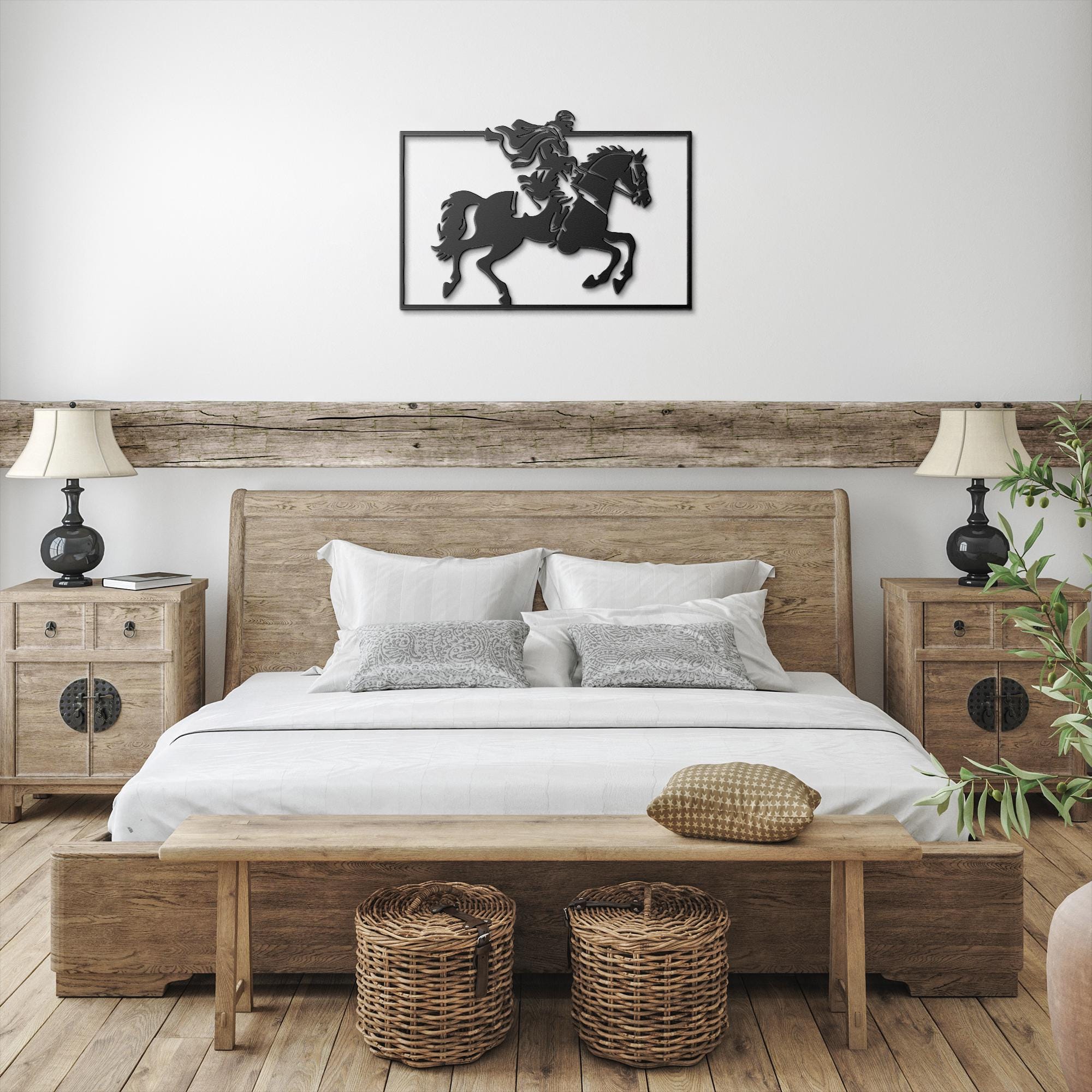 Arabian Horse Metal Wall Art, Bedouin Rider Sign, Desert Nomad Decor, Equestrian Gift, Stallion Silhouette