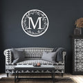 Personalized Wreath Sign - Custom Metal Art With Leafy Vine Border | Rustic Farmhouse Decor