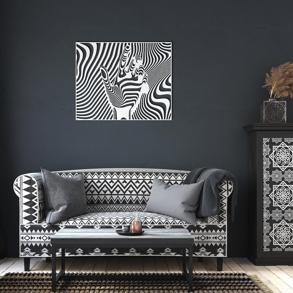 Optical Illusion Wall Art - Modern Black White Metal Wall Art Hand Shaped Design