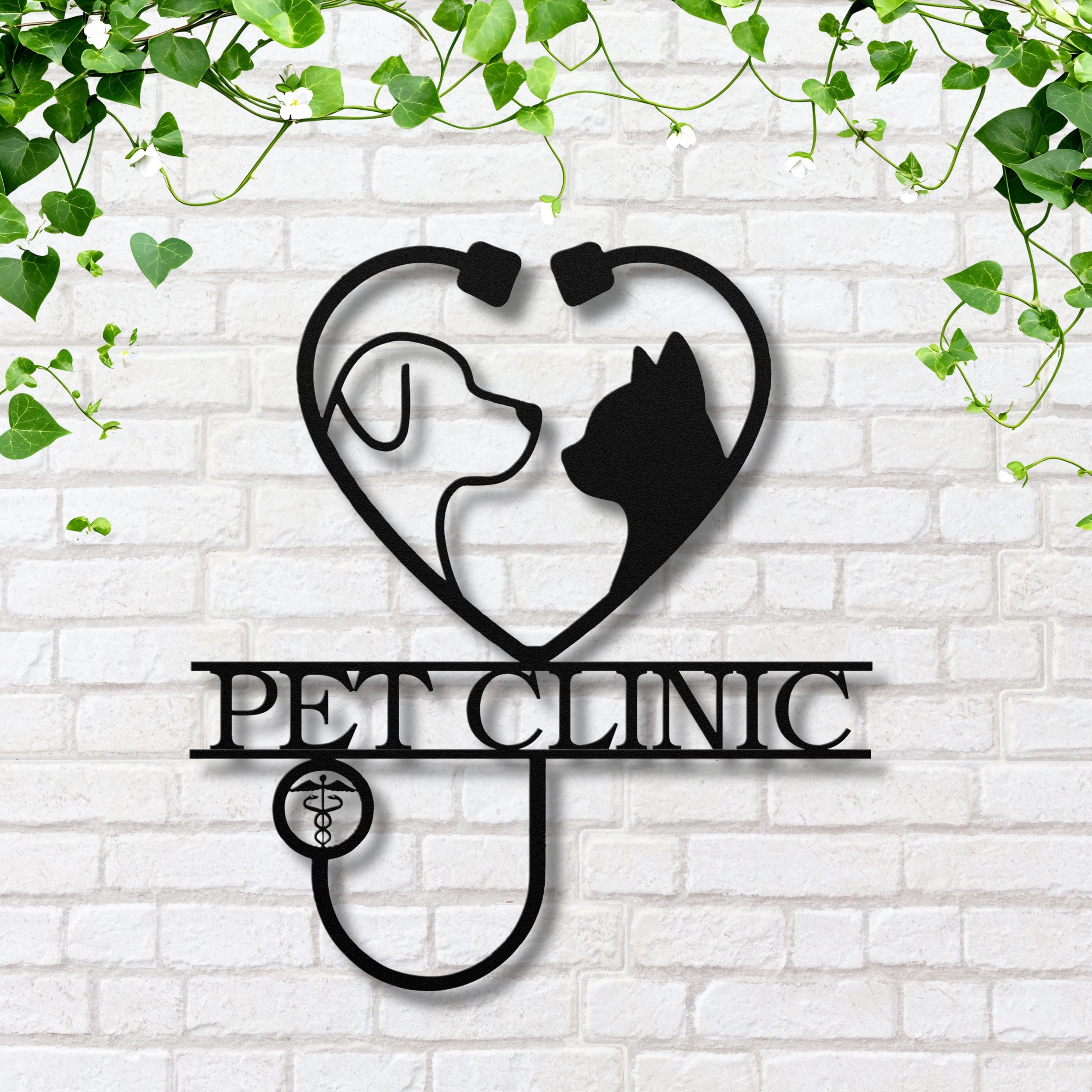 Personalized Pet Clinic Metal Sign, Veterinarian Office Decor