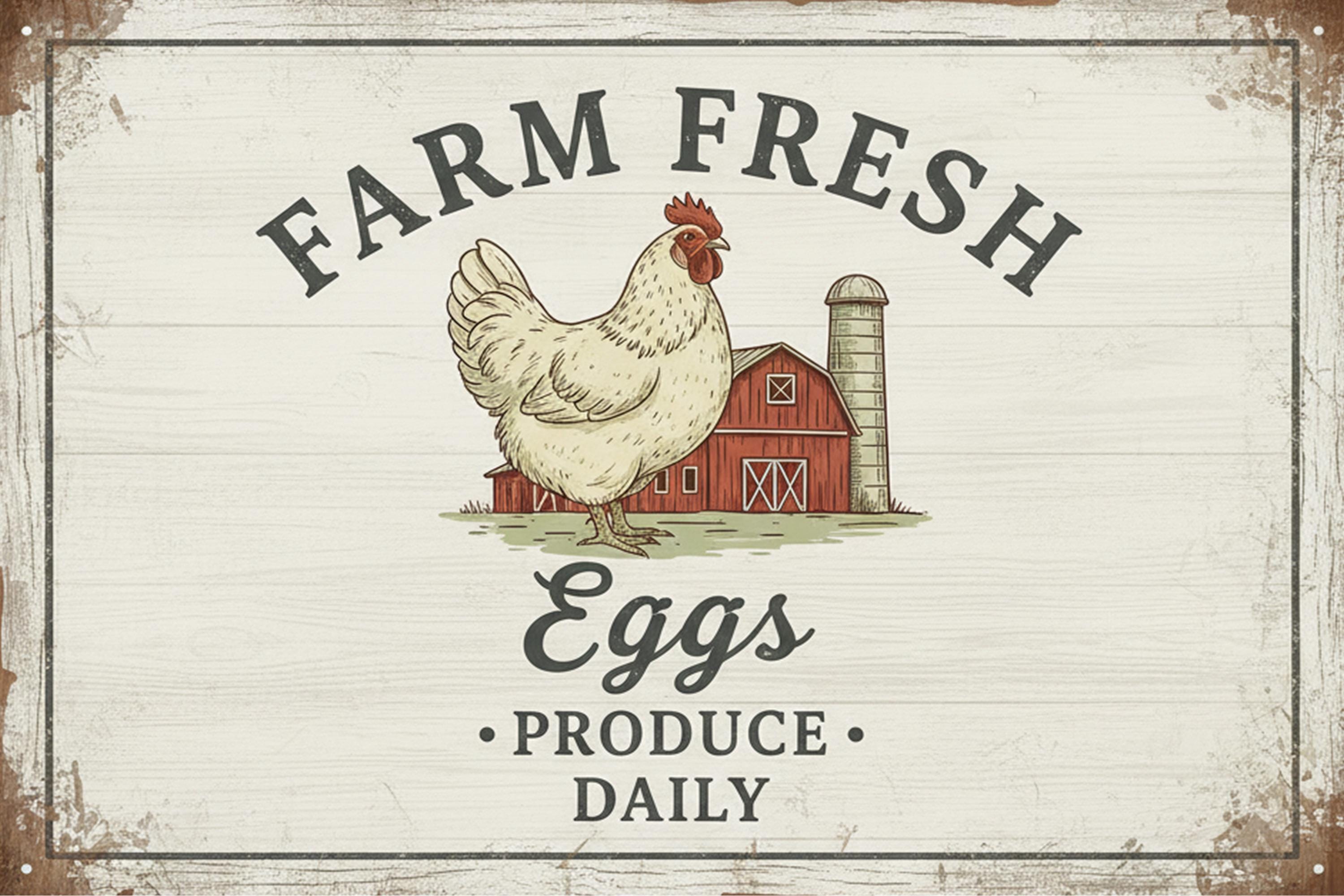 Farm Fresh Eggs Metal Sign | Vintage Rustic Kitchen Decor