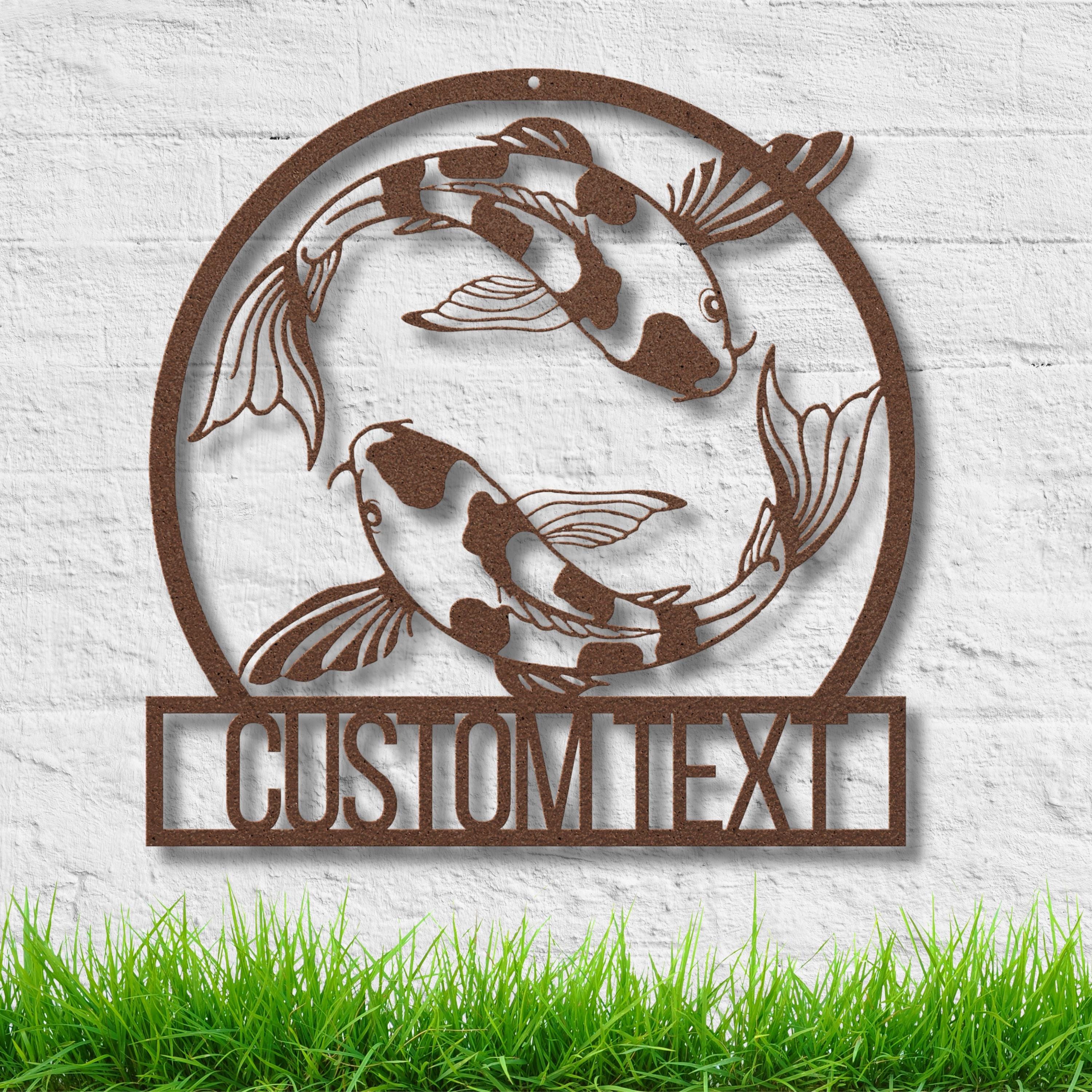 Personalized Koi Fish Metal Wall Art, Yin Yang Zen Decor