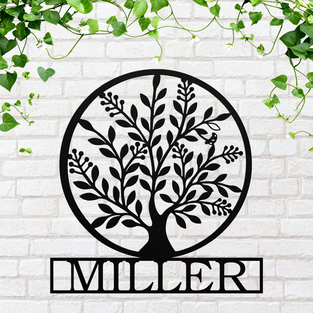 Personalized Family Tree Metal Sign, Custom Last Name Wall Art