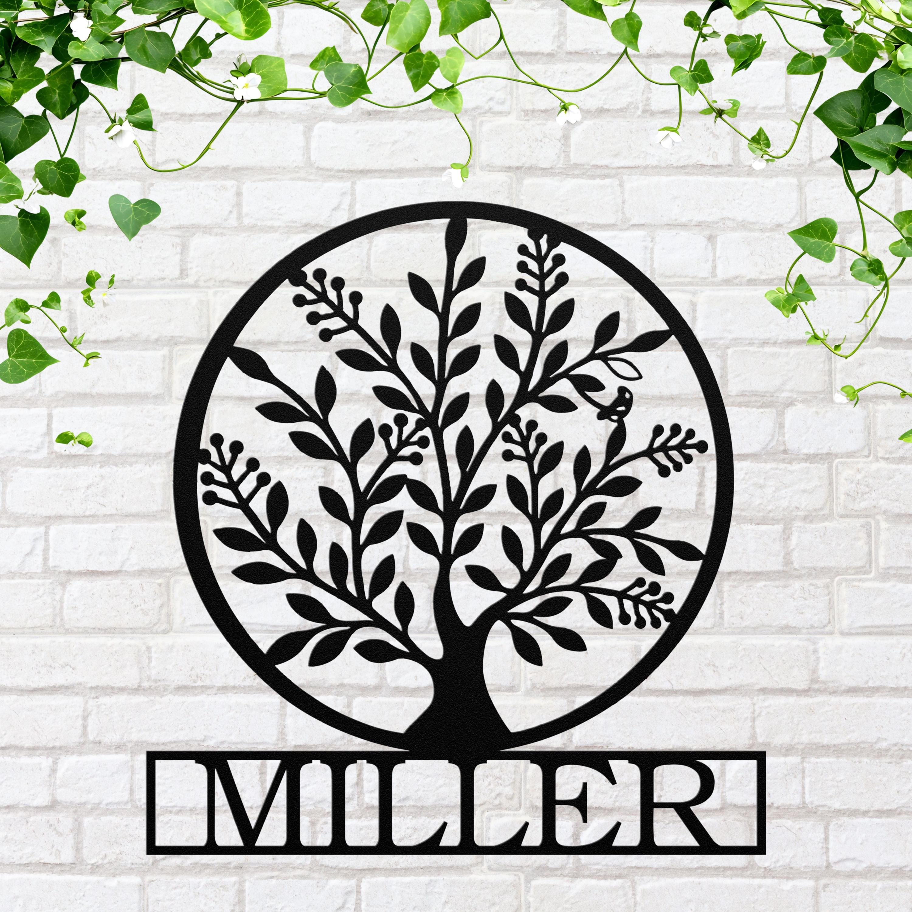 Personalized Family Tree Metal Sign, Custom Last Name Wall Art