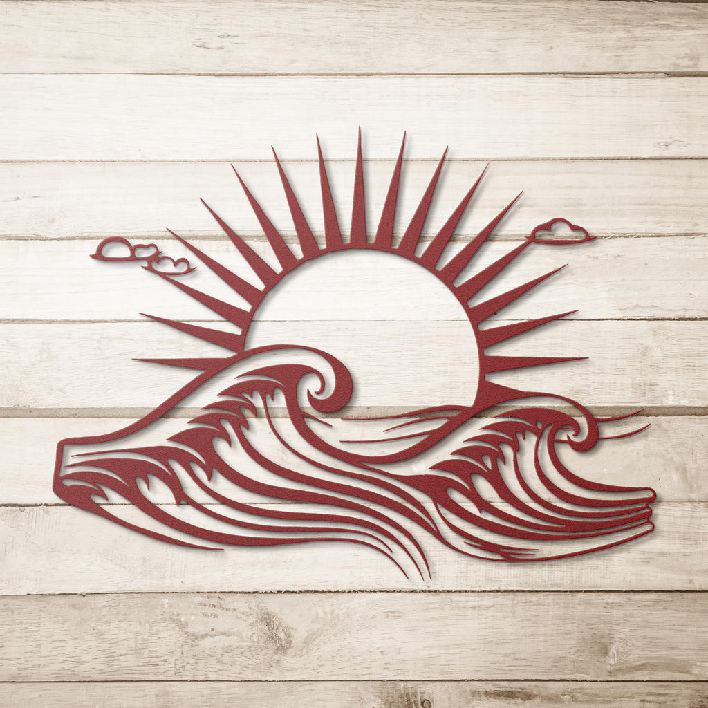 Ocean Waves Metal Sign - Custom Die Cut Metal Art for Beach House Decor