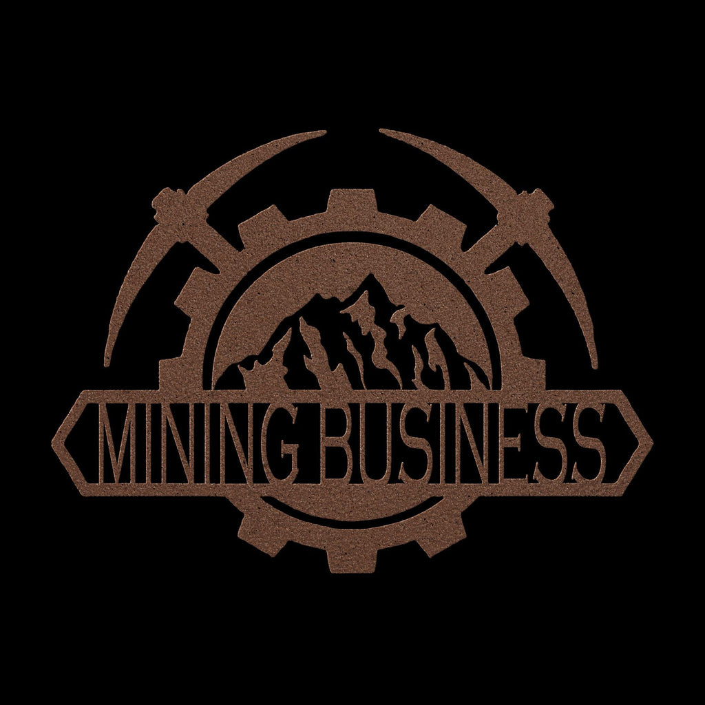 Custom Metal Mining Company Logo Sign: Mattock & Mountain Design