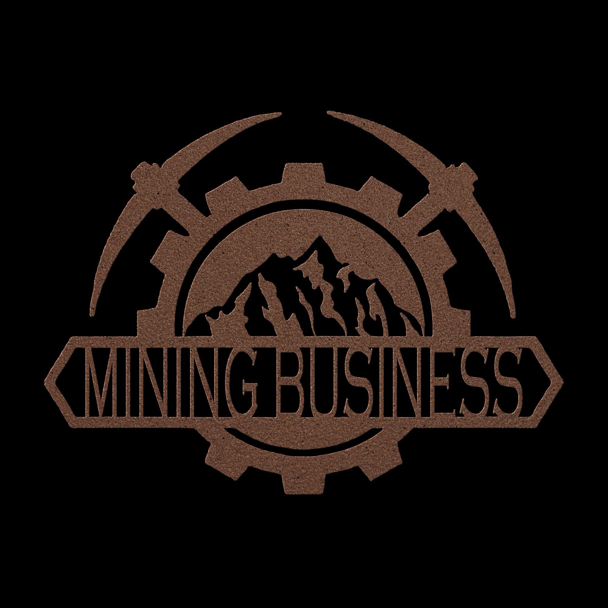 Custom Metal Mining Company Logo Sign: Mattock & Mountain Design