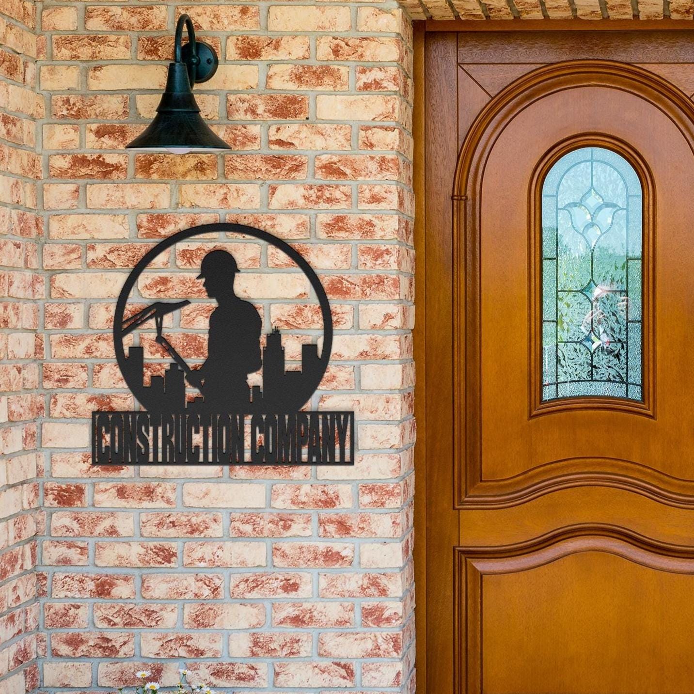 Custom Metal Construction Company Logo Sign: Business Decor