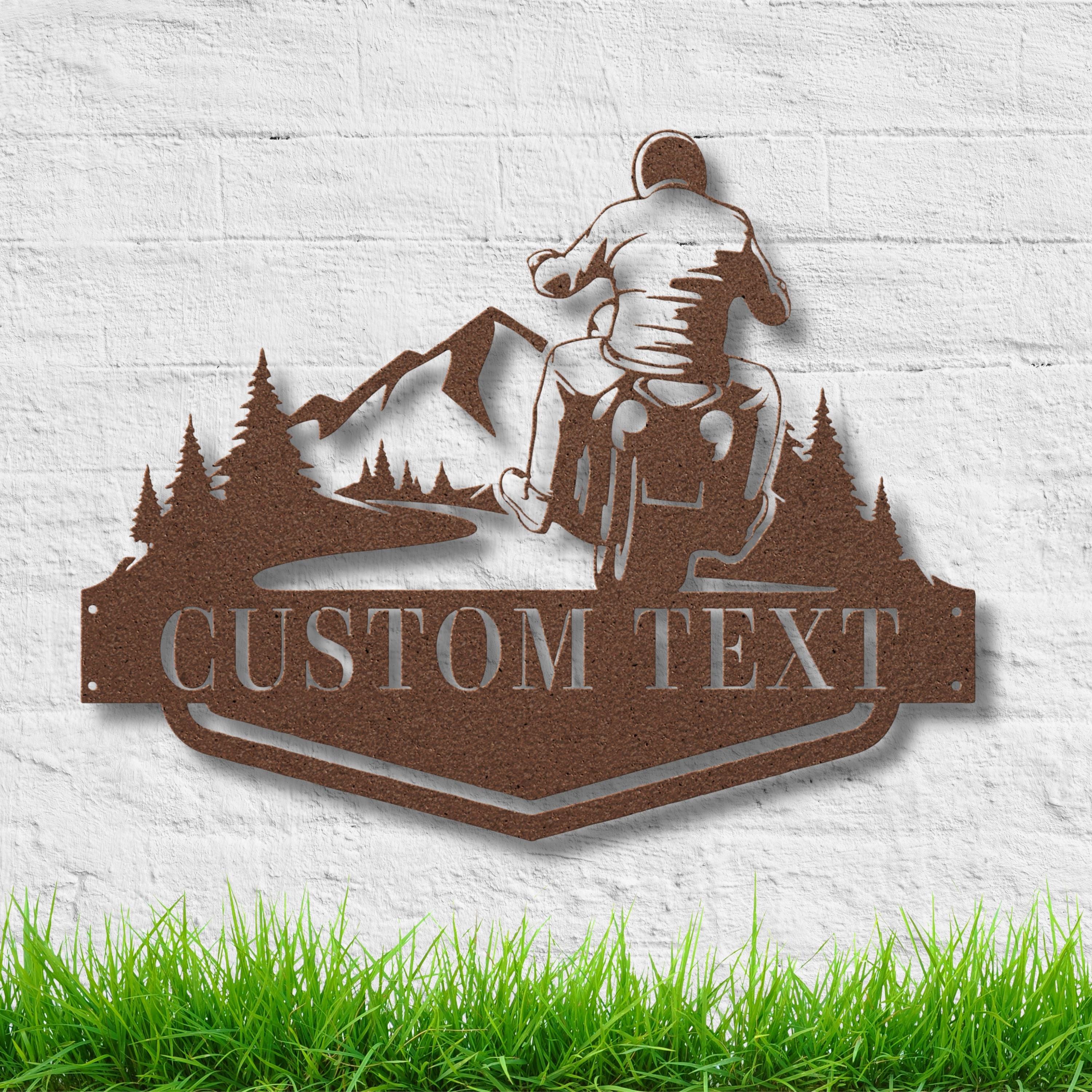 Custom Motorcycle Sign - Personalized Metal Biker Garage Decor | Mountain Ride Artwork