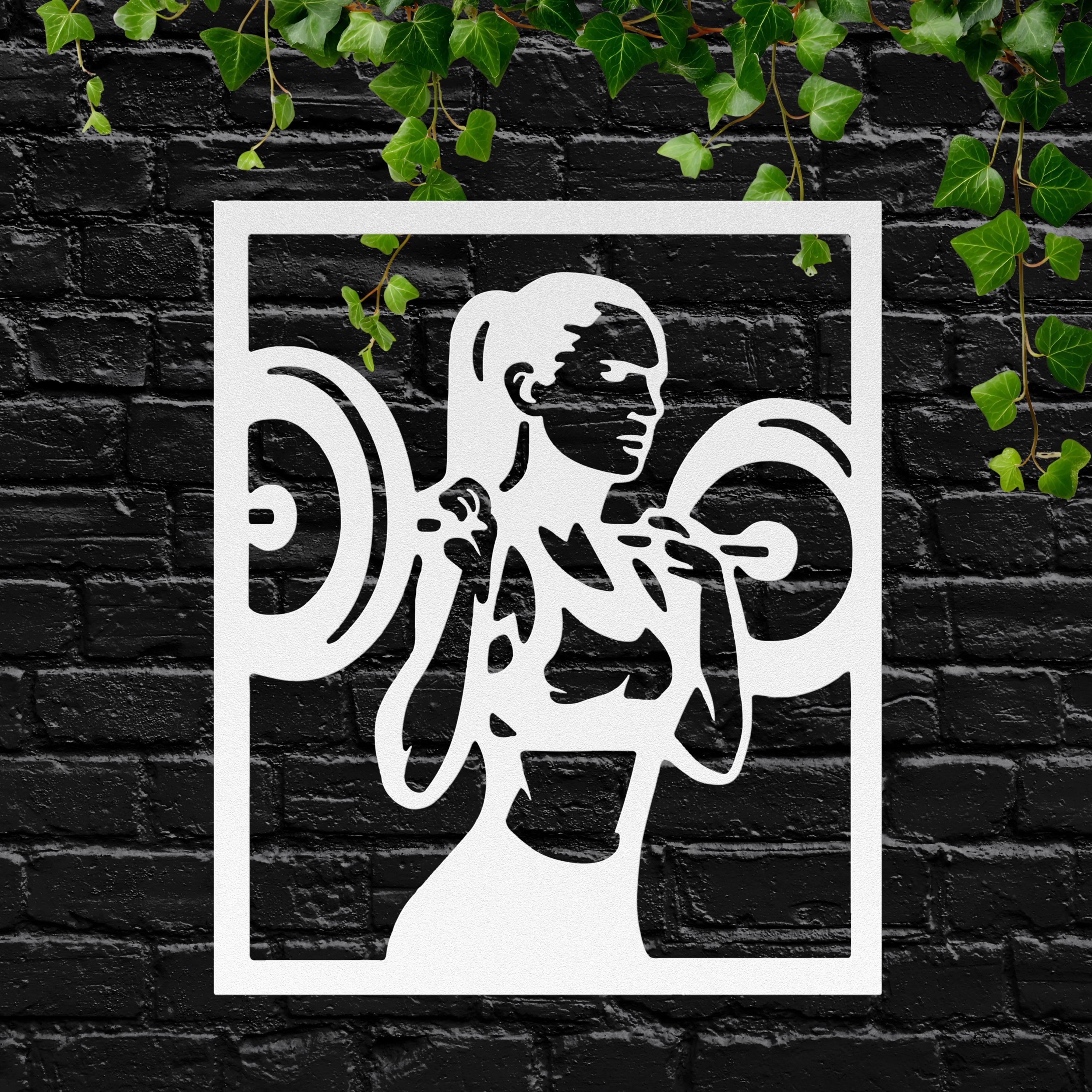 Female Weightlifter Die-Cut Metal Sign, Gym Fitness Studio Wall Art, Strong Woman Decor