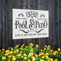 Custom Pool & Patio Metal Sign, Personalized Backyard Decor, Dipping Sipping Grilling, Established Year, Outdoor Family Gift