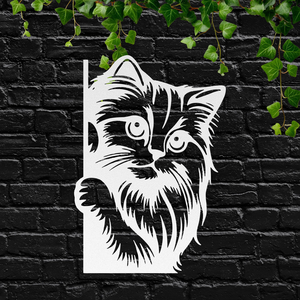 Peeking Cat Metal Wall Art, Die Cut Kitten Sign, Pet Lover Home Decor Gift