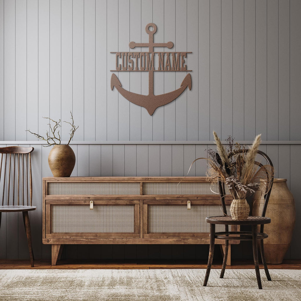 Custom Metal Anchor Sign, Coastal Outdoor Decor