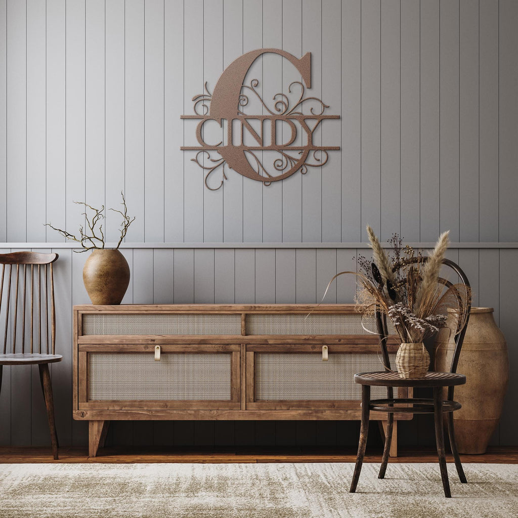 Personalized Split Letter Metal Sign, Custom Monogram, Housewarming Gift