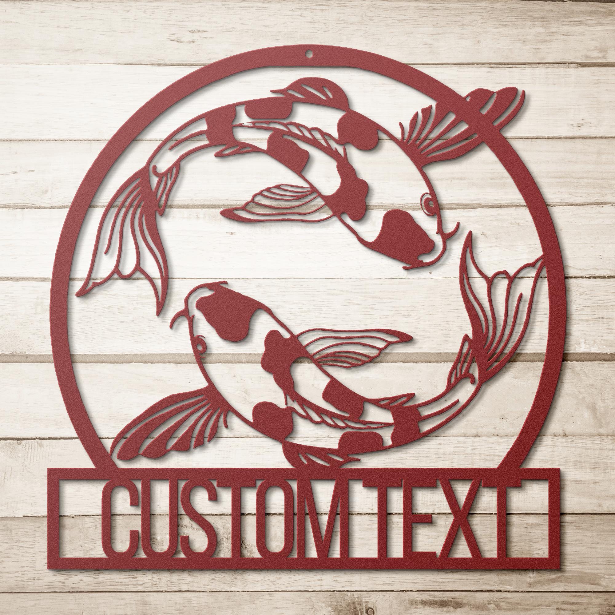Personalized Koi Fish Metal Wall Art, Yin Yang Zen Decor