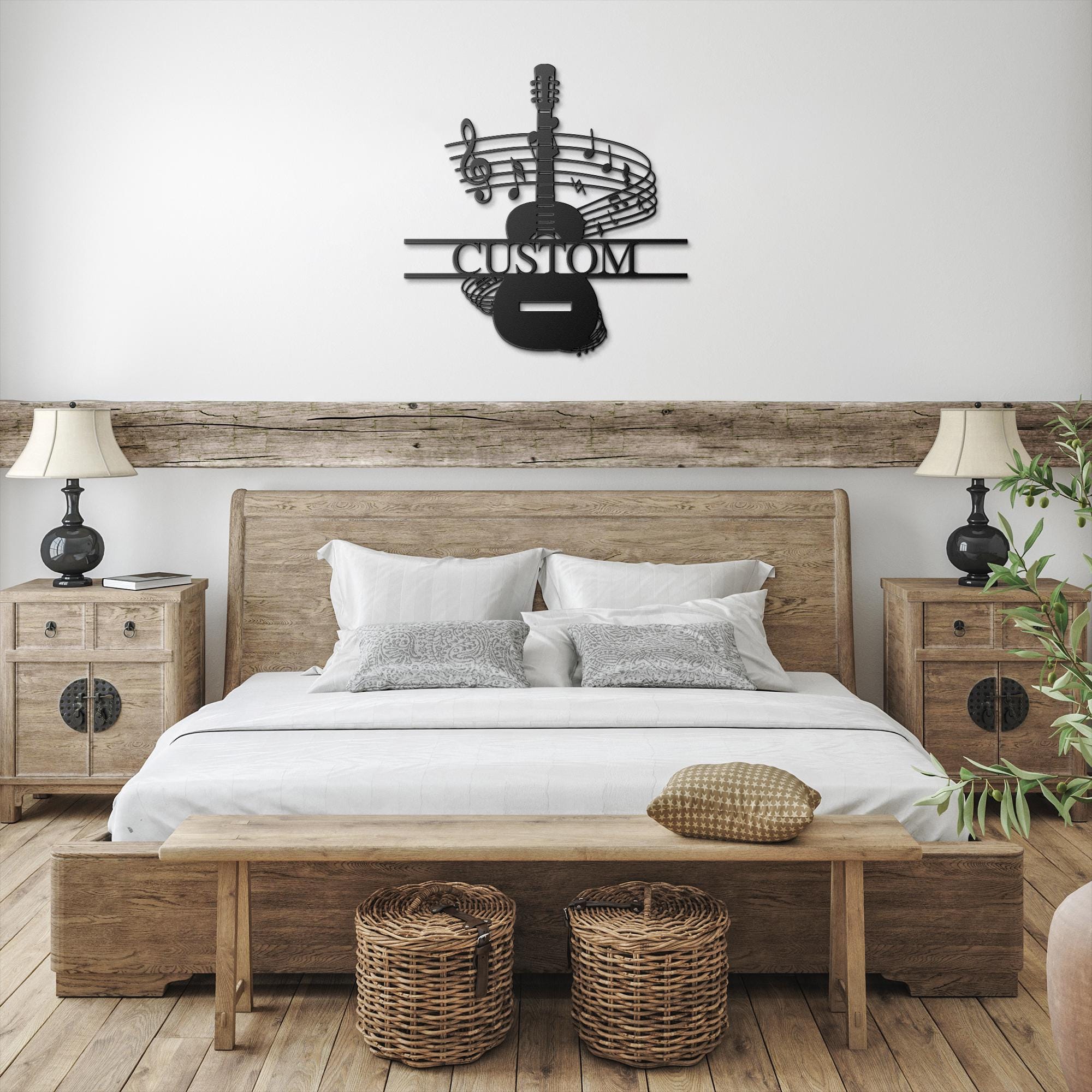 Personalized Guitar Sign - Custom Name Musician Metal Art | Split Monogram Studio Decor