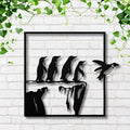 Penguin Metal Wall Art, Jumping Penguins Sign, Arctic Animal Decor, Nursery Wall Art, Bird Silhouette