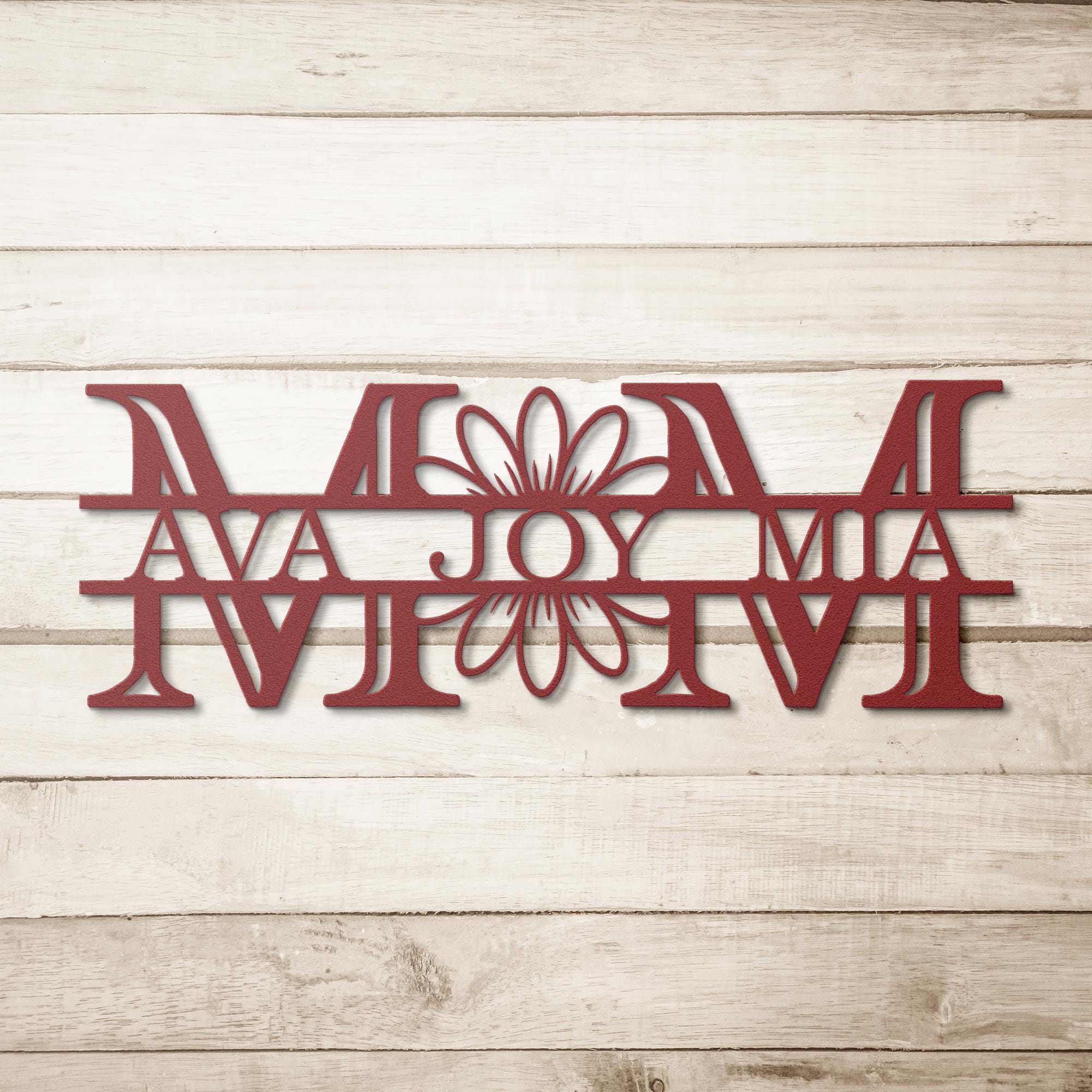 Personalized Mom Sign - Custom Metal Wall Art With Kids Names & Floral Decor