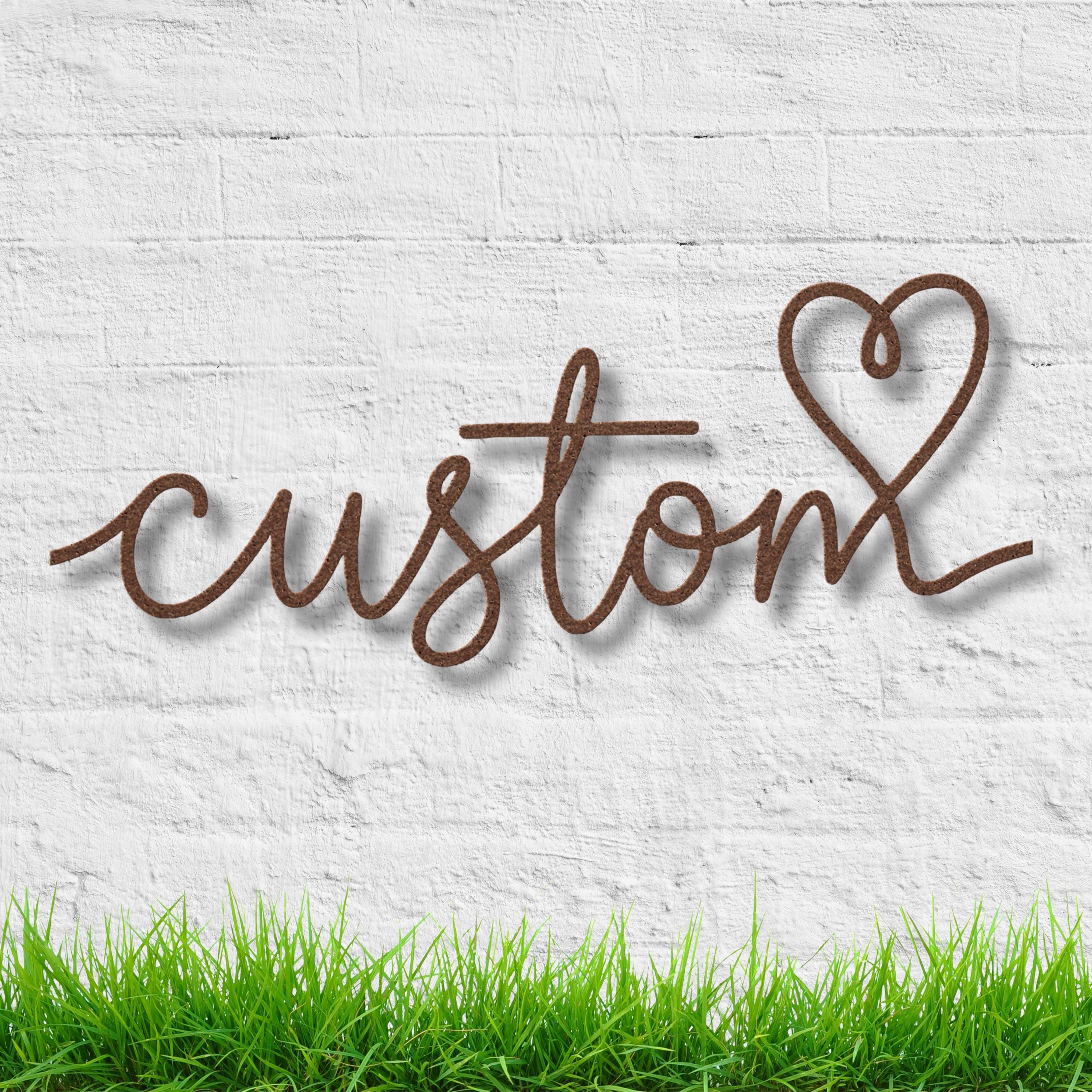 Custom Script Word Metal Sign | Personalized Die Cut Art, Family Name or Word Wall Decor