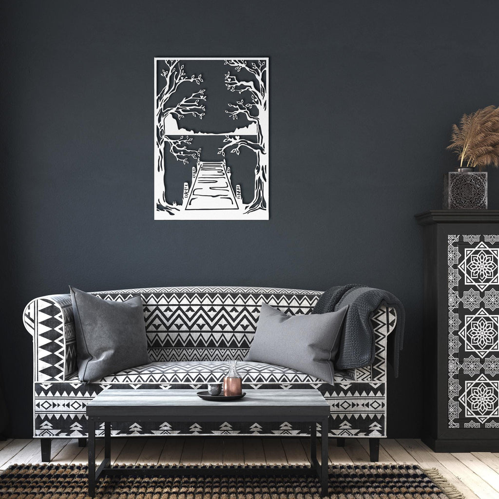 Lake House Metal Wall Art, Mountain Dock Sign, Nature Landscape Decor, Cabin Wall Art