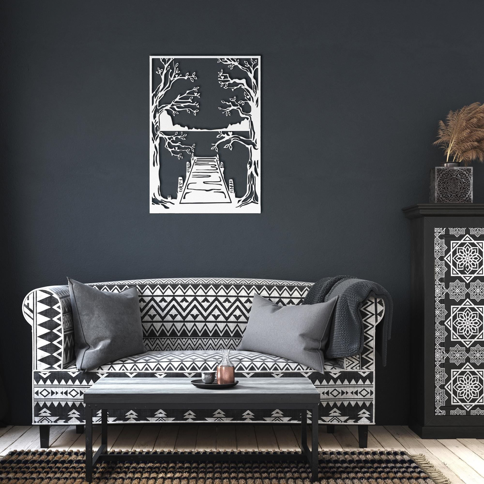 Lake House Metal Wall Art, Mountain Dock Sign, Nature Landscape Decor, Cabin Wall Art