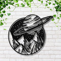 Saturn Metal Wall Art, Celestial Planet Sign, Galaxy Space Decor, Mountain Landscape Art