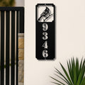 Vertical Cardinal Address Sign, Metal House Numbers, Bird Lover Gift, Custom Outdoor Porch Decor