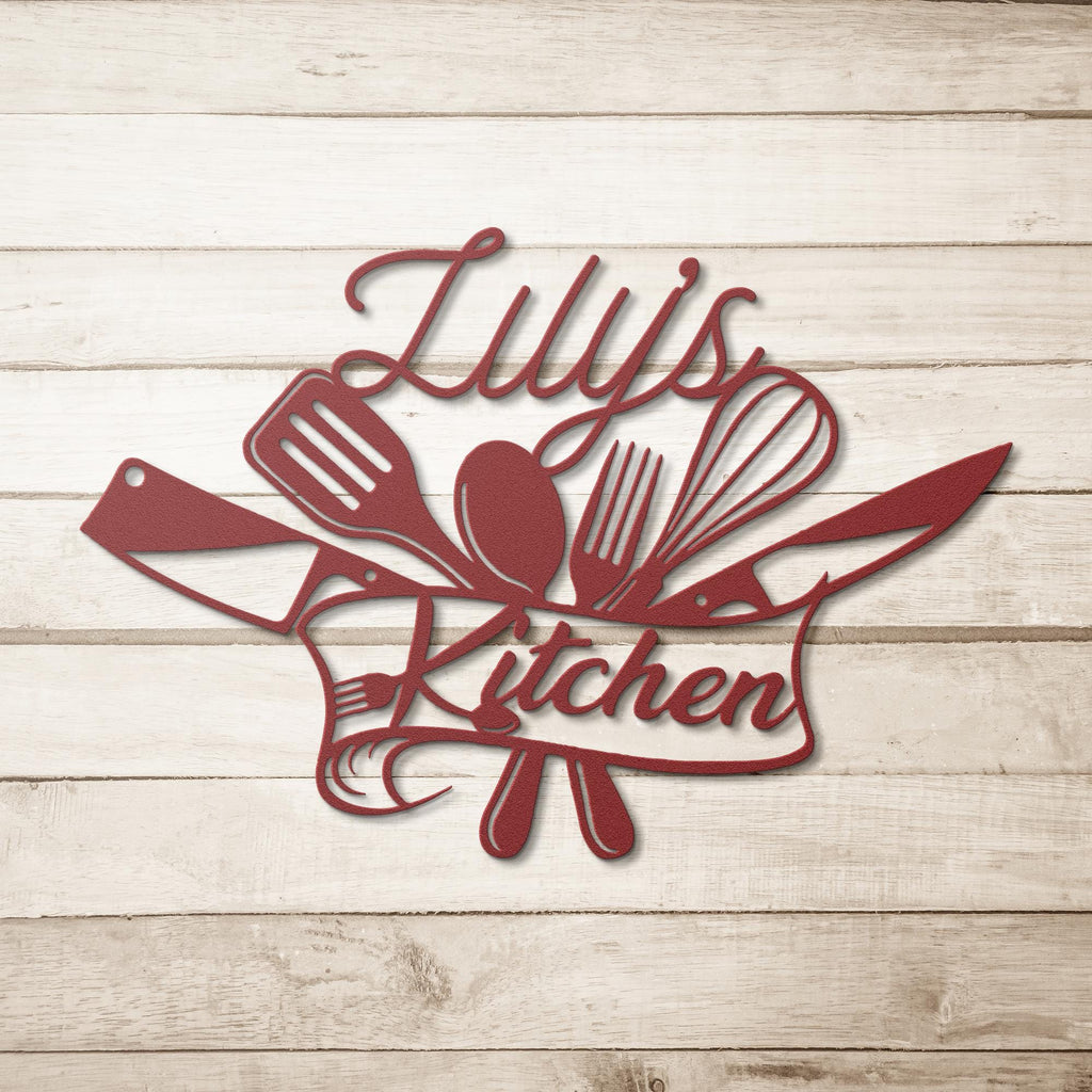 Personalized Kitchen Metal Sign, Custom Chef Decor